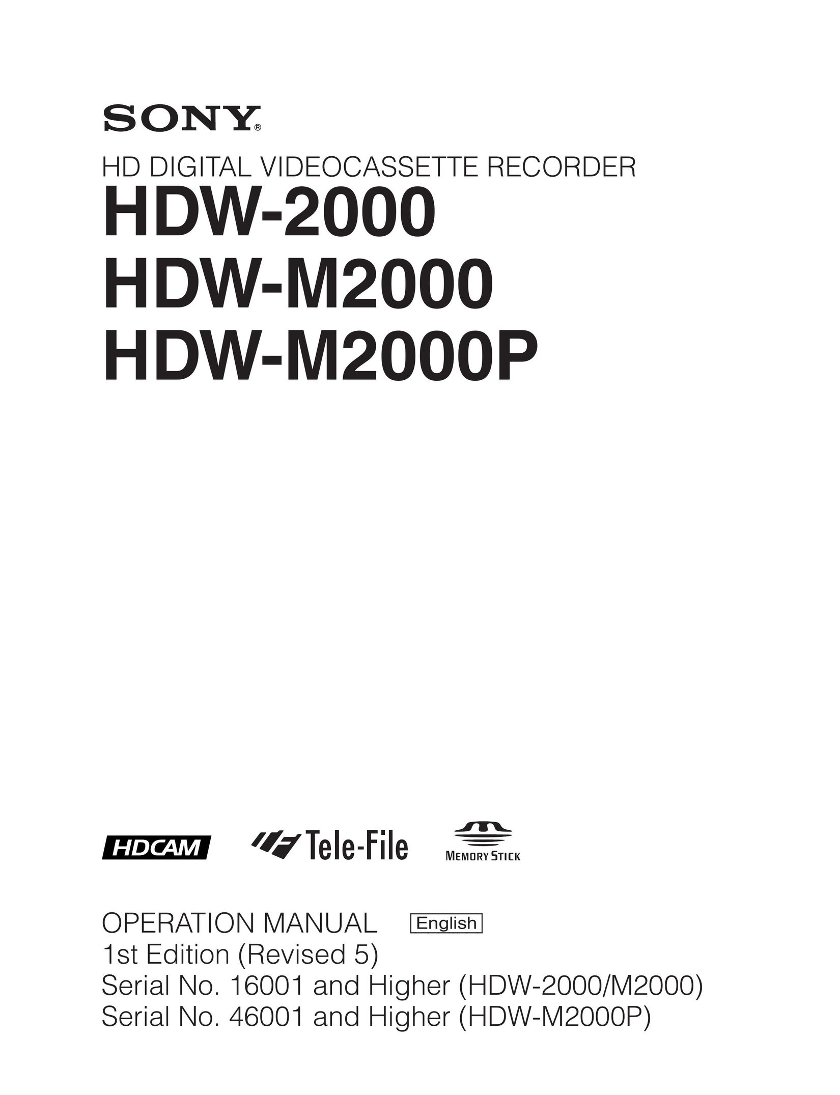 Sony HDW-M2000 Speaker System User Manual