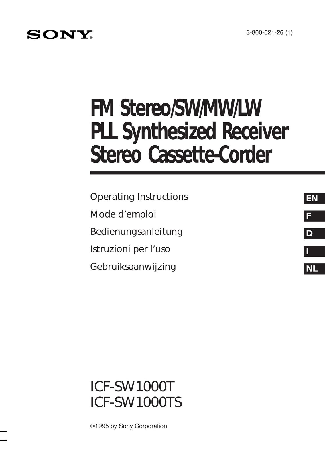 Sony ICF-SW1000TS Speaker System User Manual