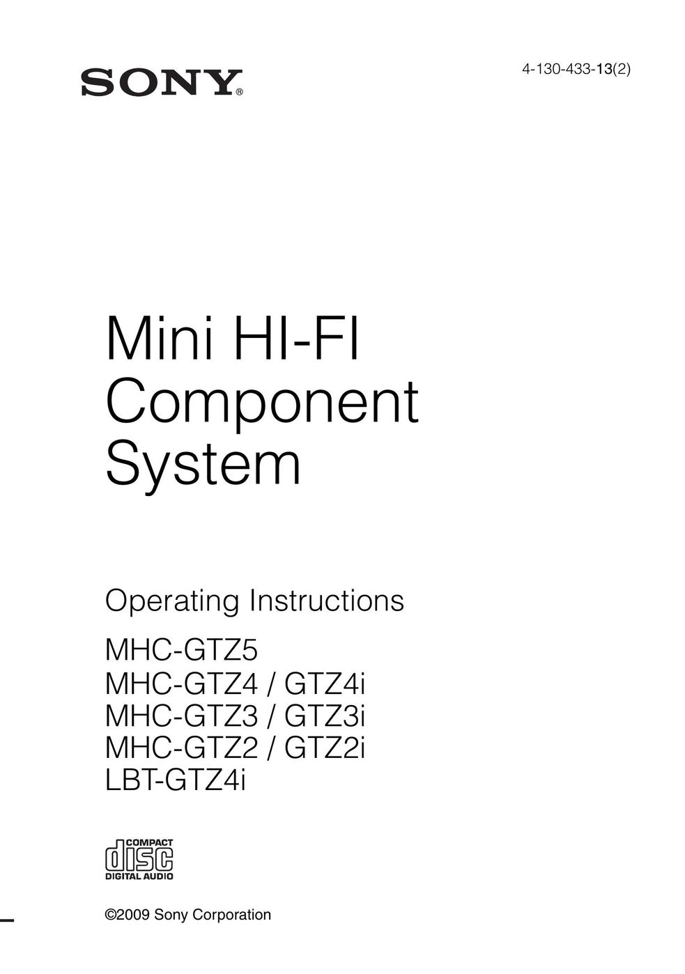 Sony LBT-GTZ4I Speaker System User Manual