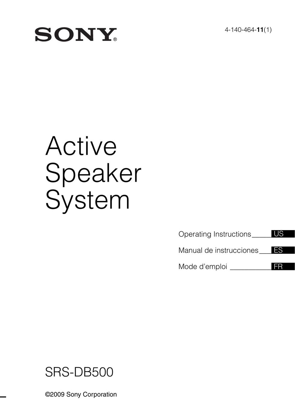 Sony Ericsson SRS-DB500 Speaker System User Manual
