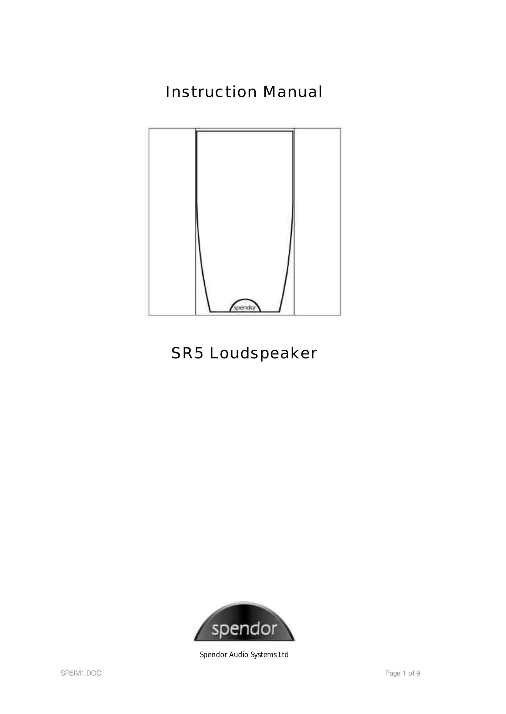 Spendor SR5 Loudspeaker Speaker System User Manual