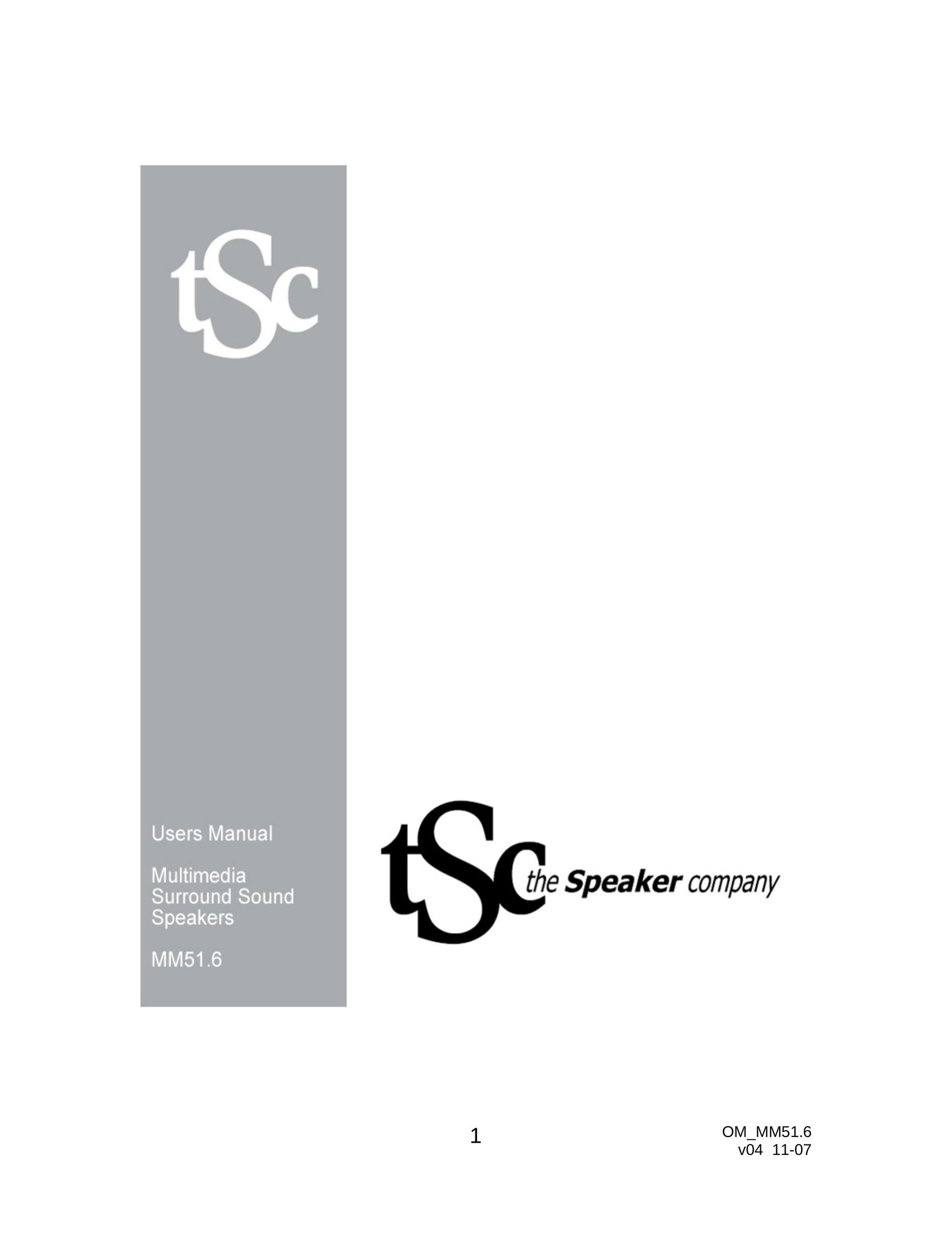 The Speaker Company MM51.6 Speaker System User Manual