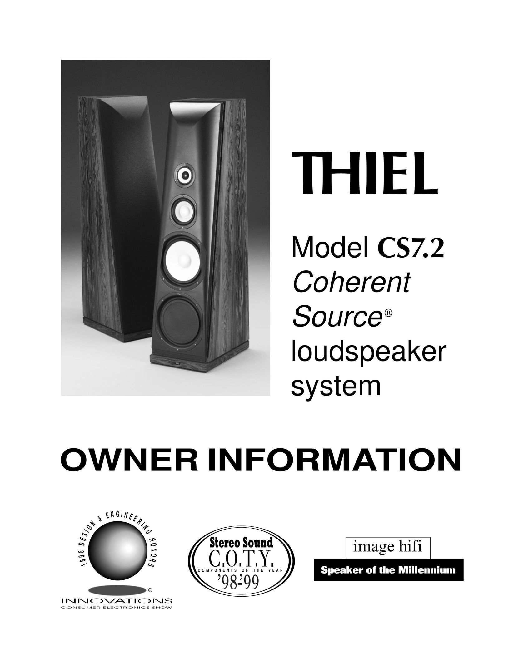 Thiel Audio Products CS7.2 Speaker System User Manual