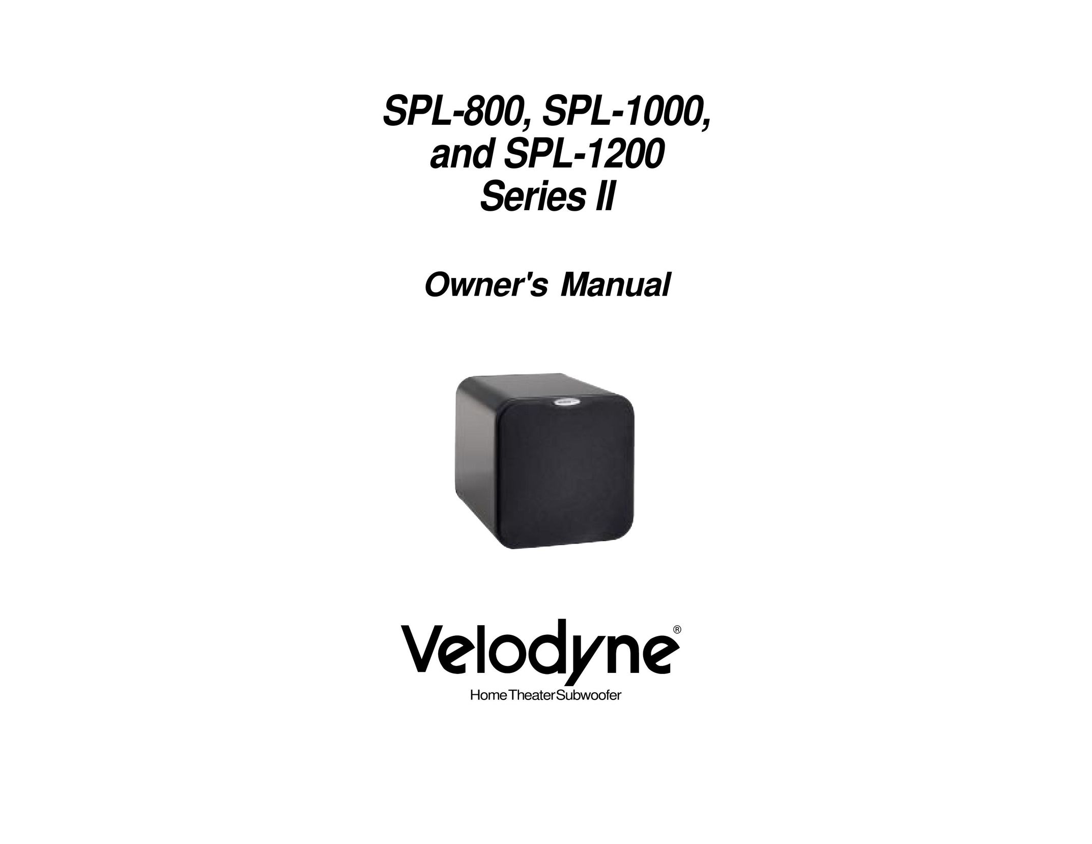 Velodyne Acoustics and SPL-1200 Speaker System User Manual