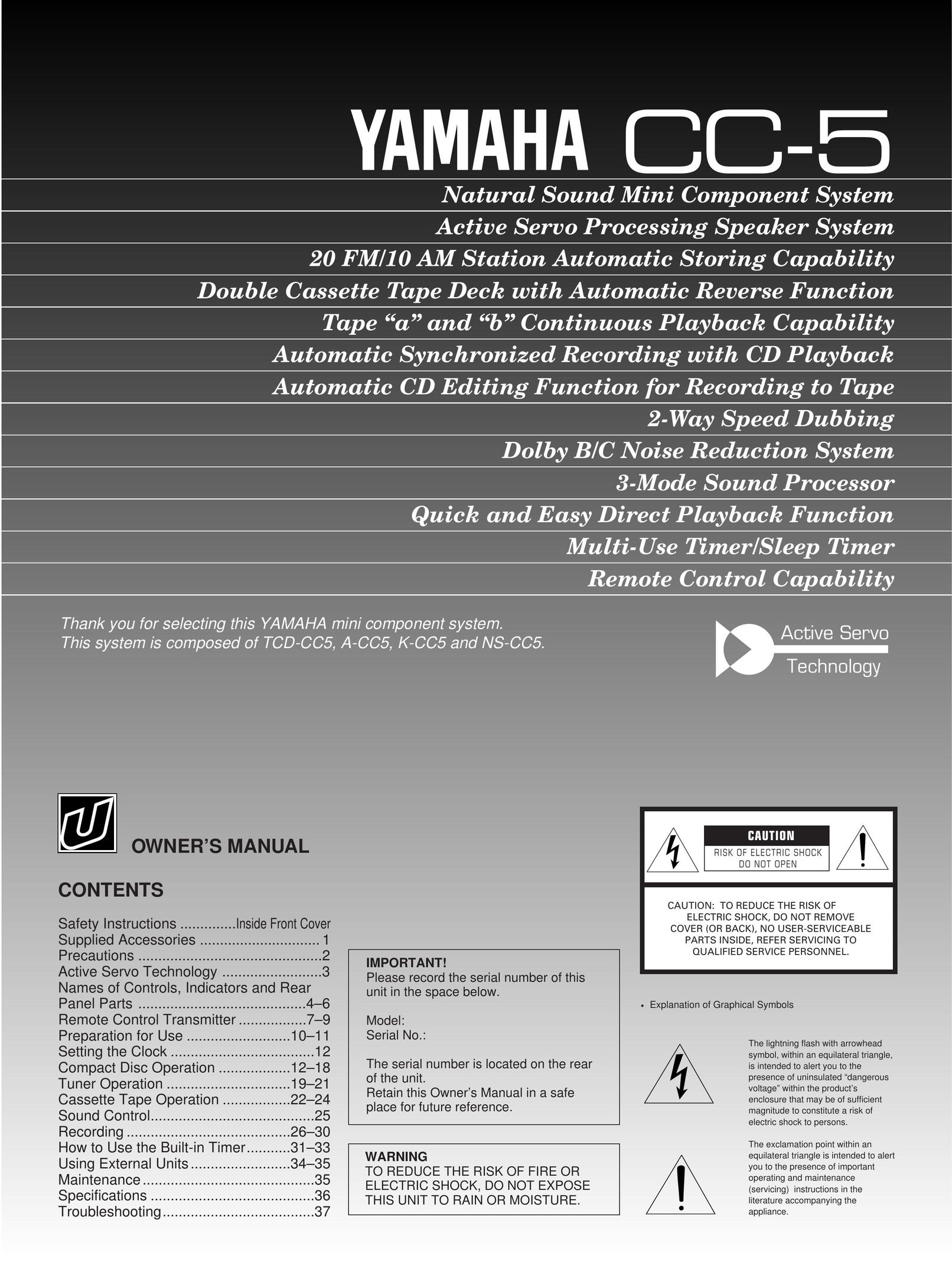 Yamaha CC-5 Speaker System User Manual
