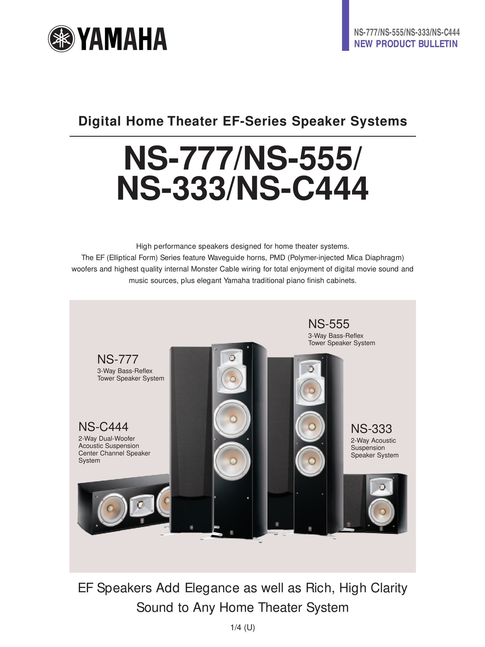 Yamaha NS-333/NS-C444 Speaker System User Manual