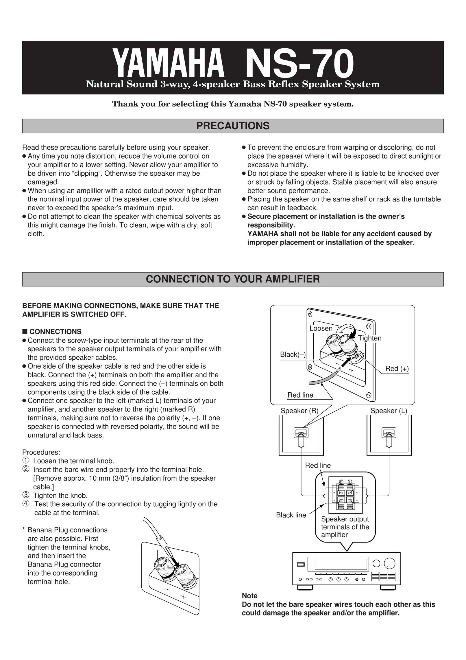 Yamaha NS-70 Speaker System User Manual