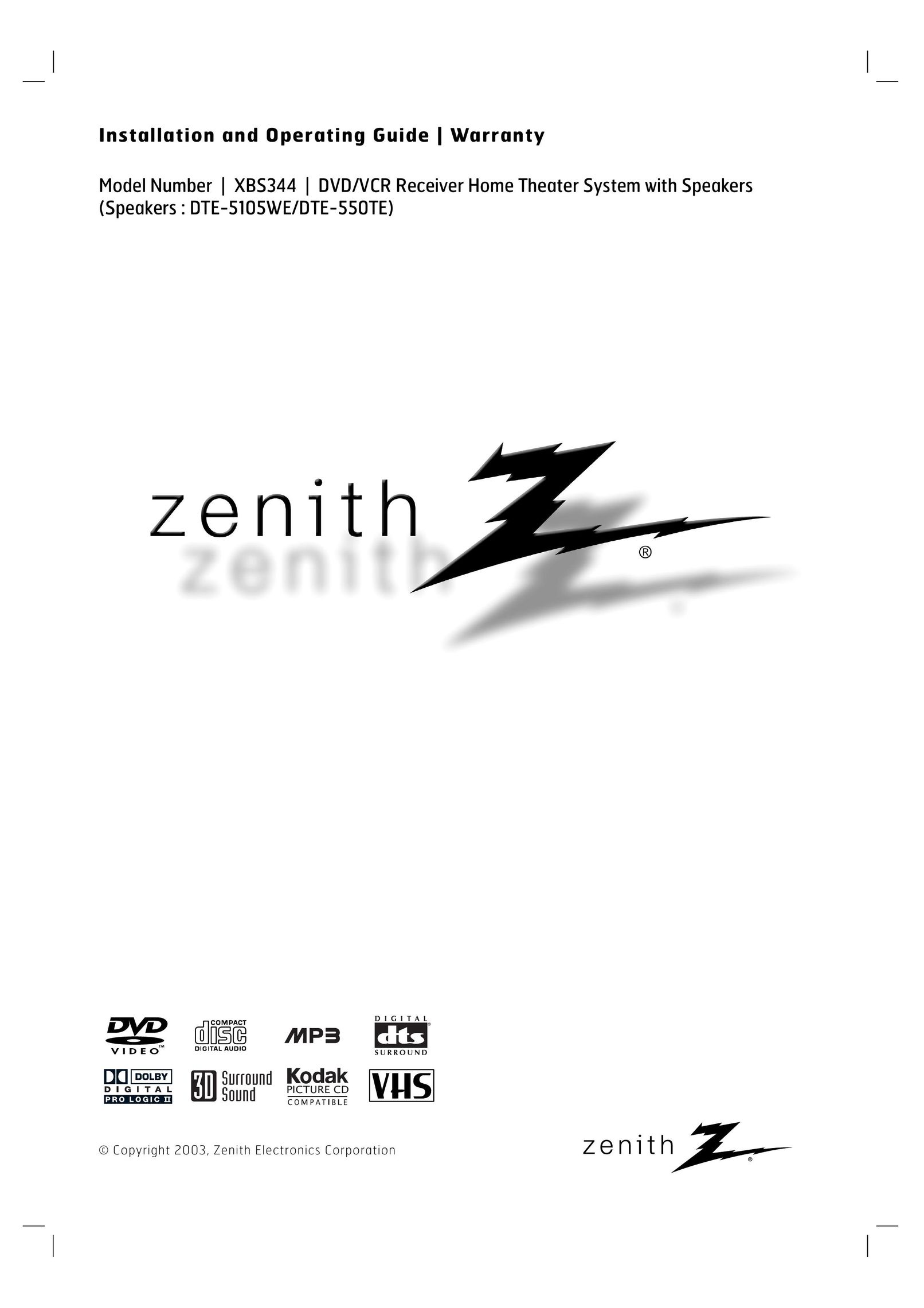 Zenith XBS344 Speaker System User Manual