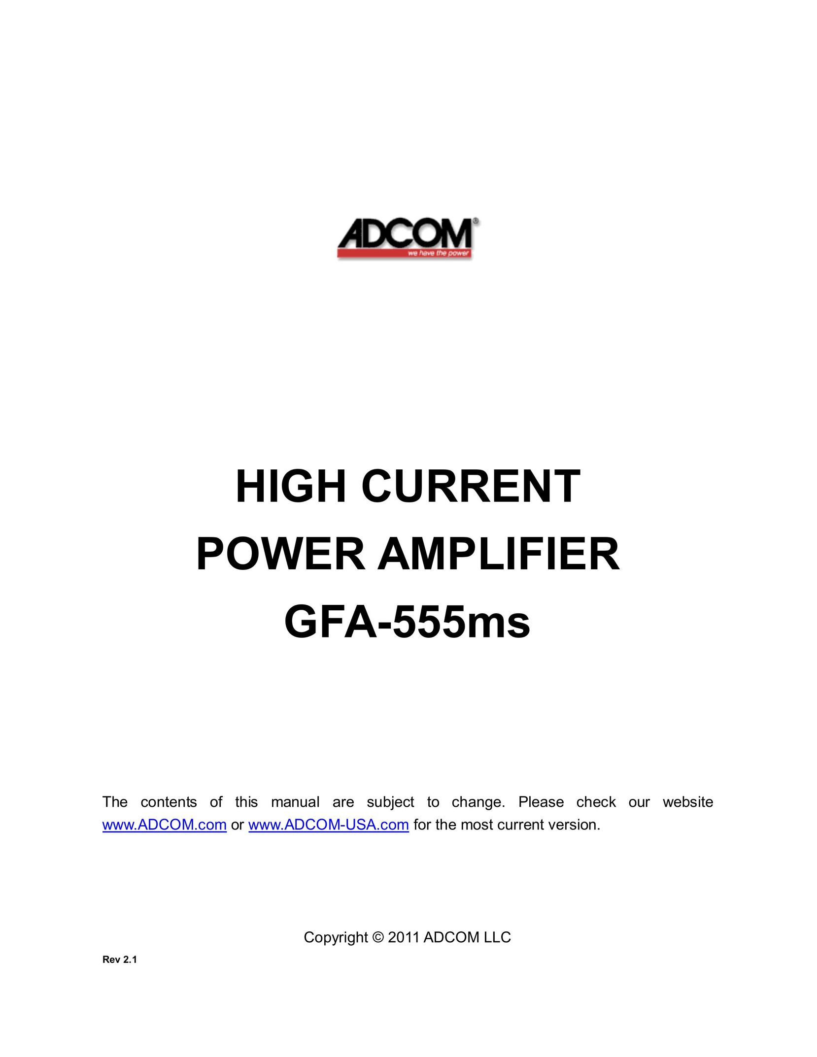 Adcom GFA-555MS Stereo Amplifier User Manual