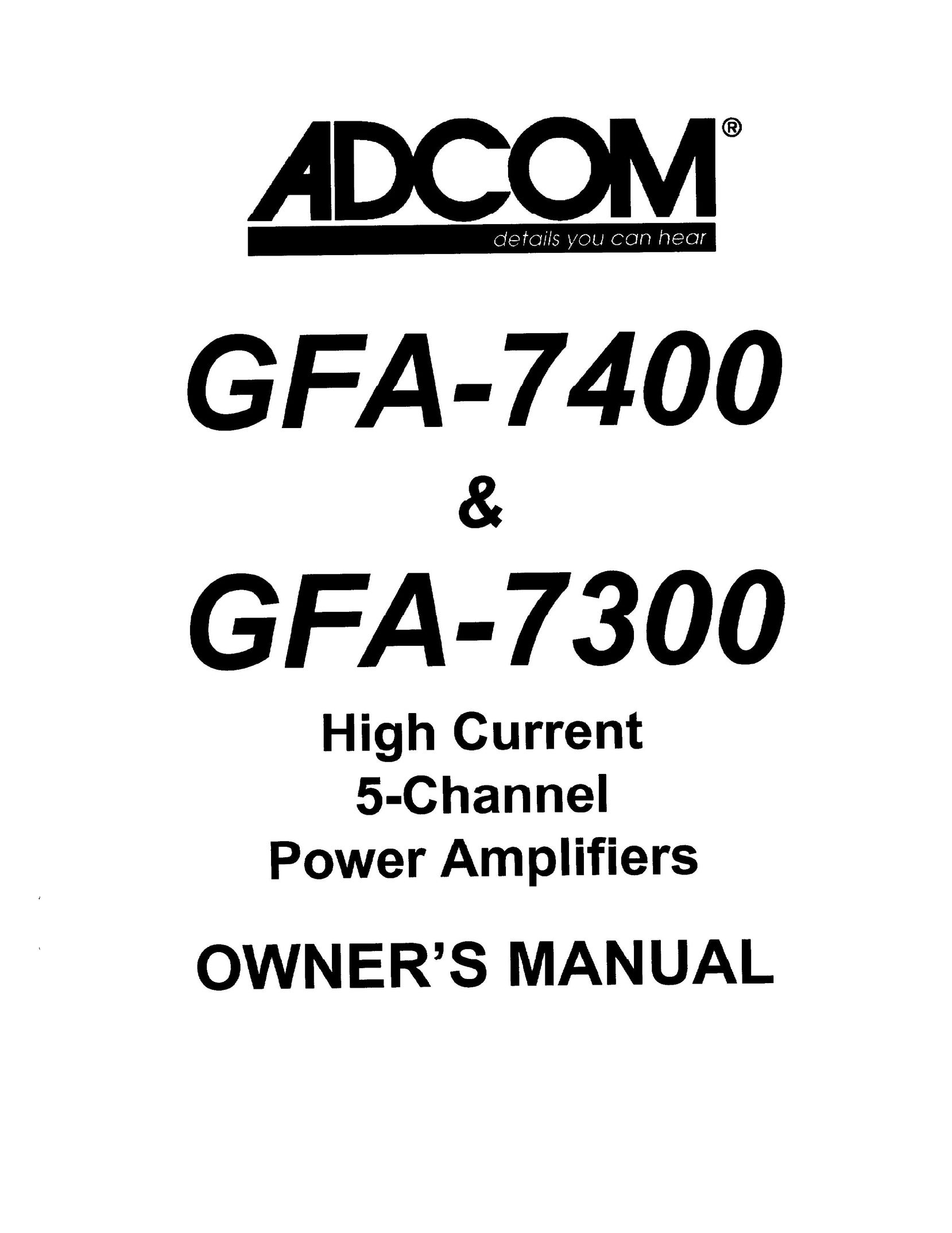 Adcom GFA-7300 Stereo Amplifier User Manual