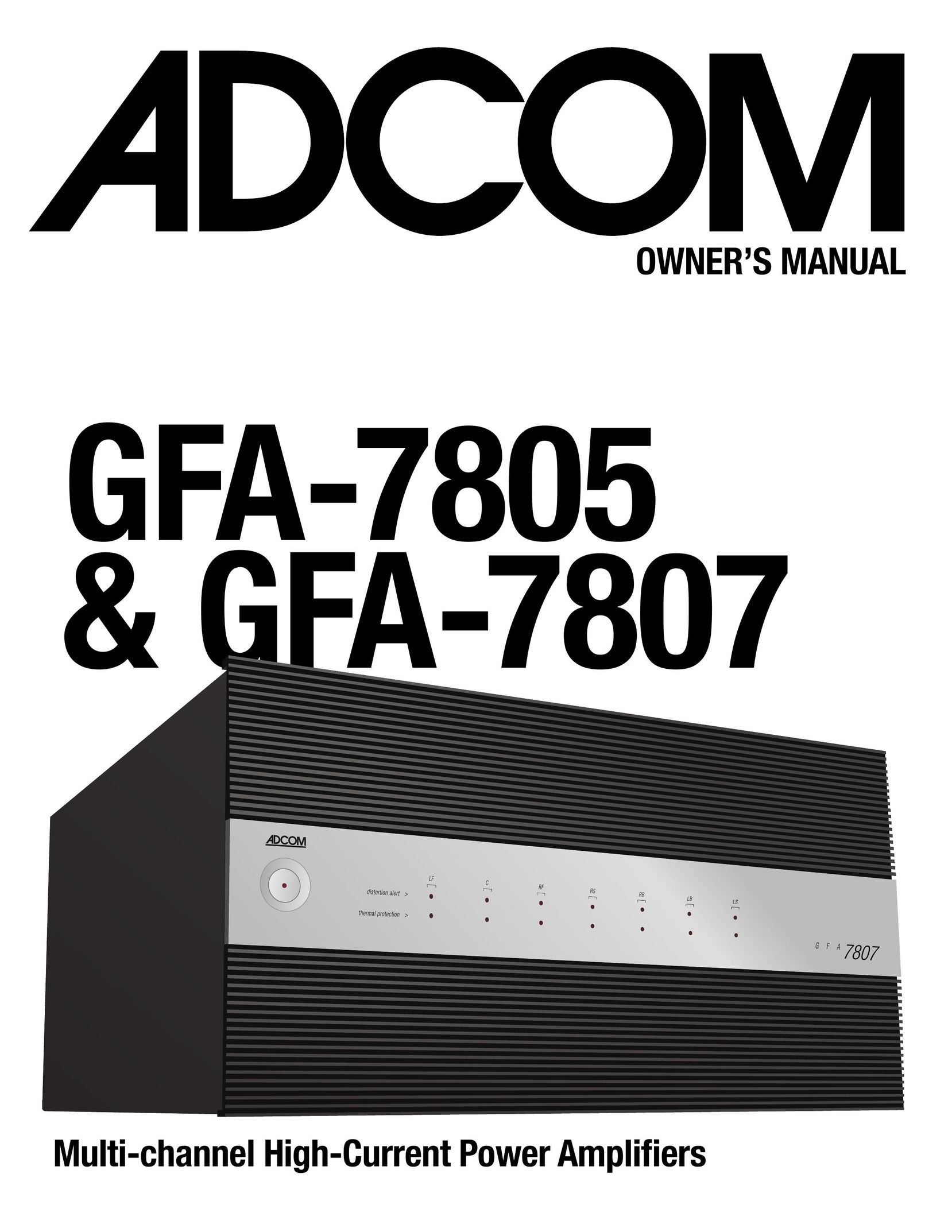 Adcom GFA7807 Stereo Amplifier User Manual