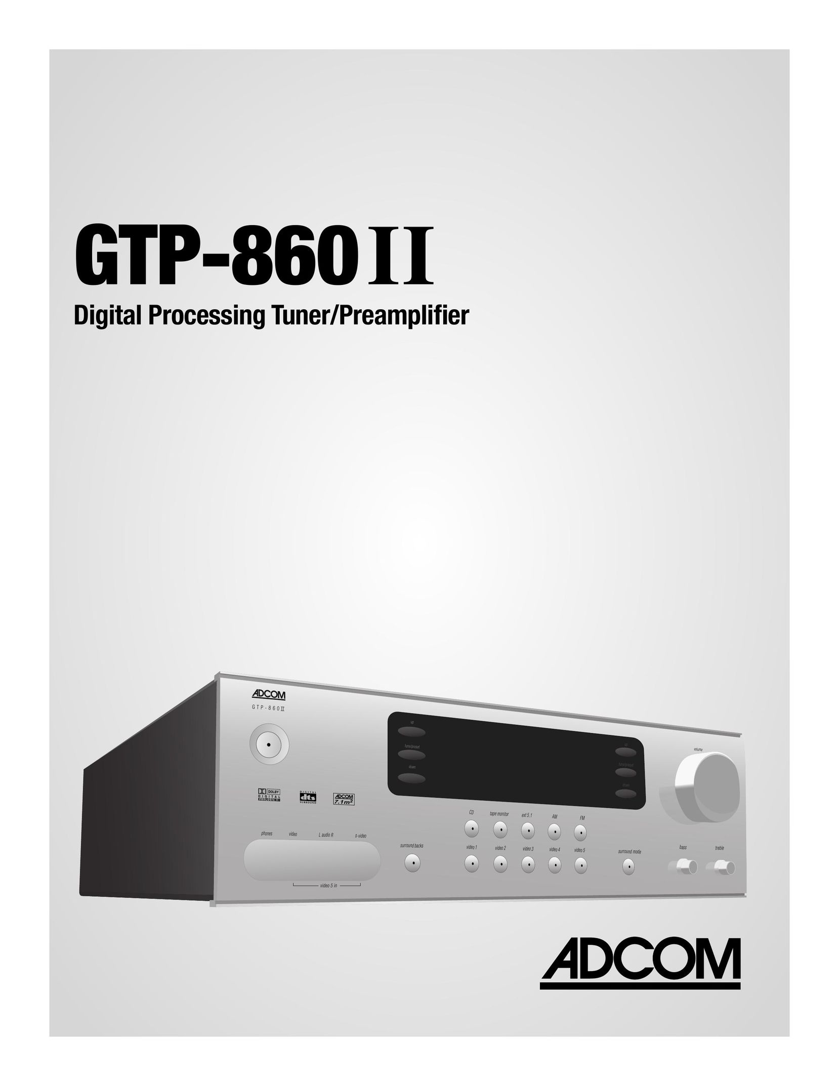 Adcom GTP-860II Stereo Amplifier User Manual
