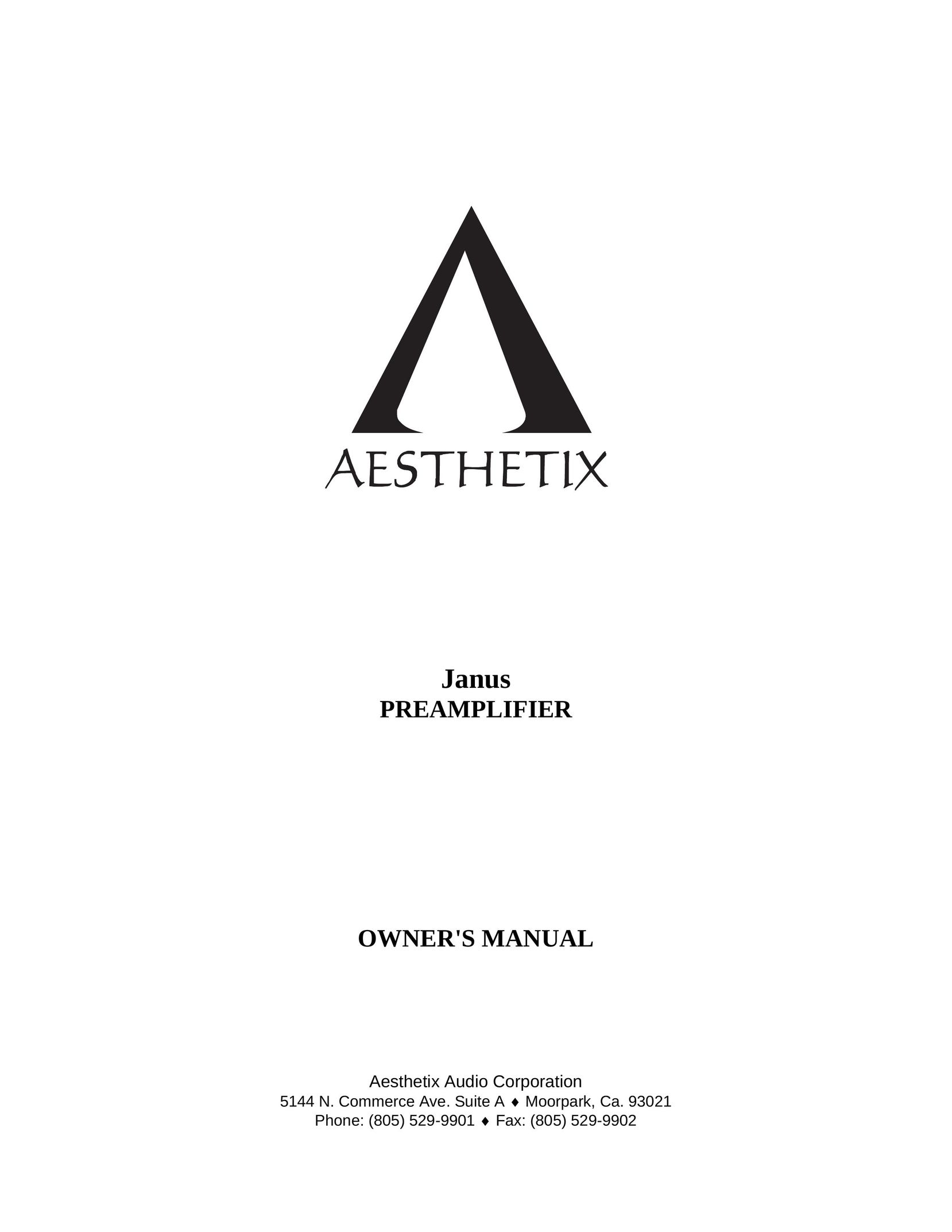 Aesthetix Audio Janus Stereo Amplifier User Manual