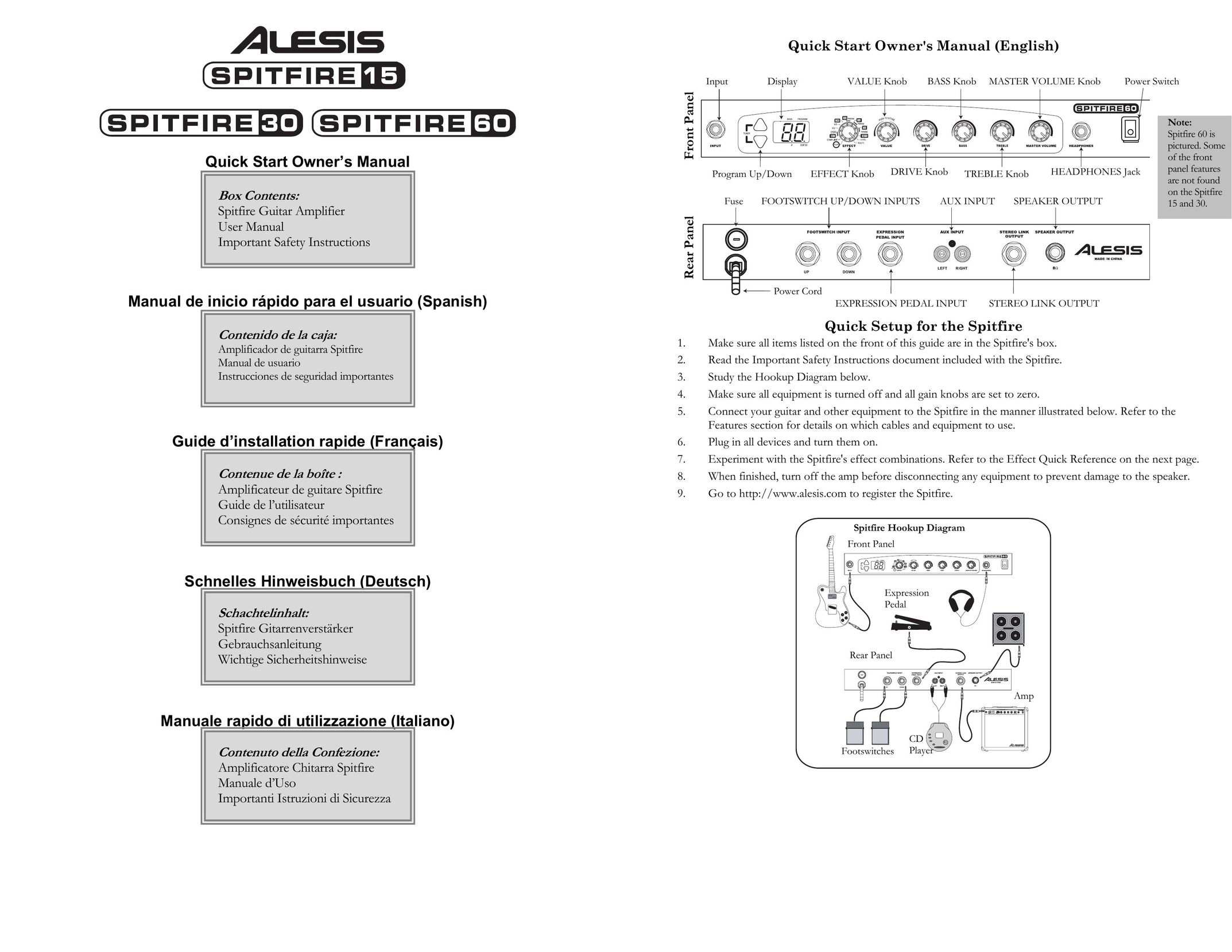 Alesis Spitfire 15 Stereo Amplifier User Manual