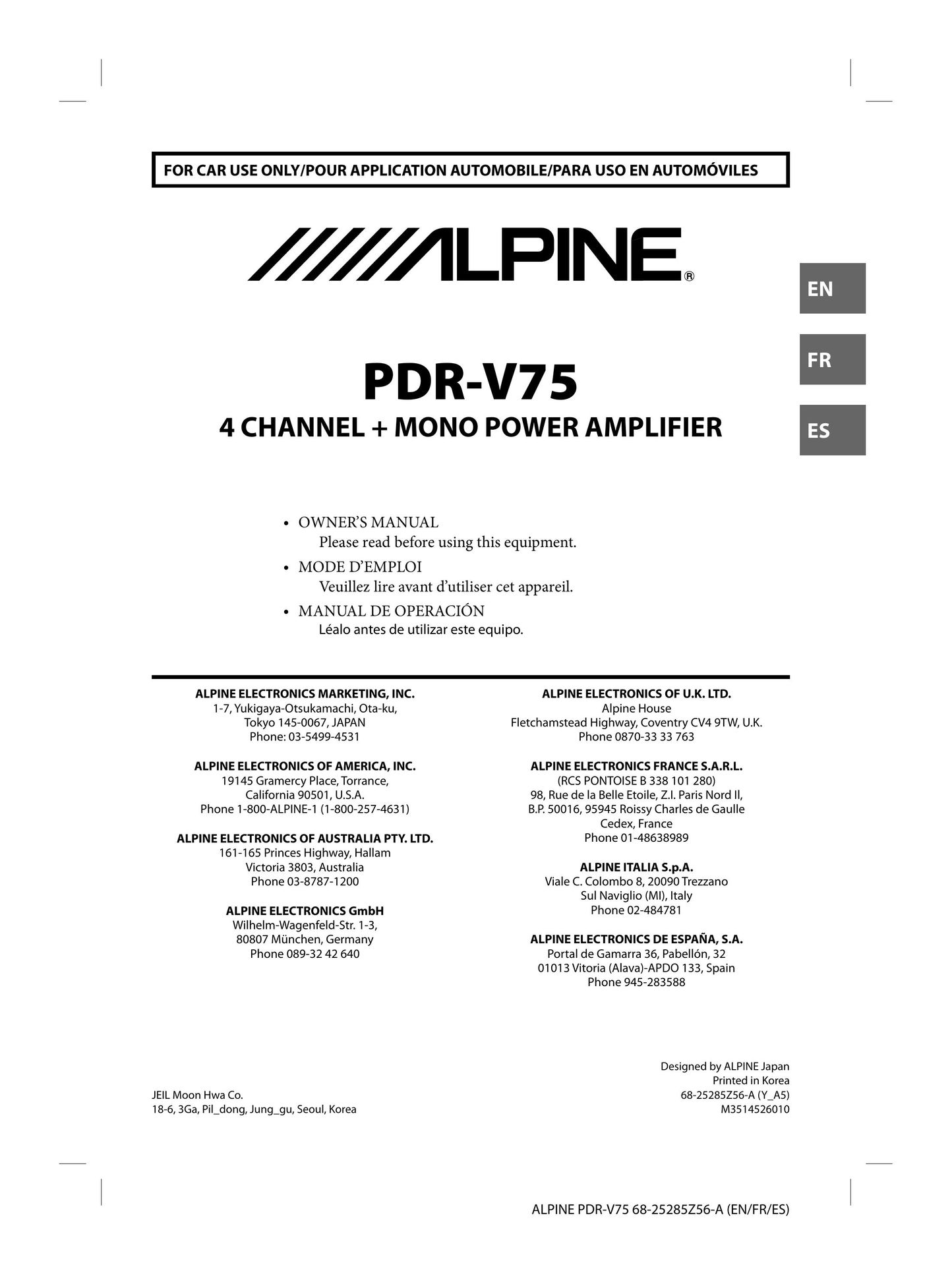 Alpine alpine Stereo Amplifier User Manual