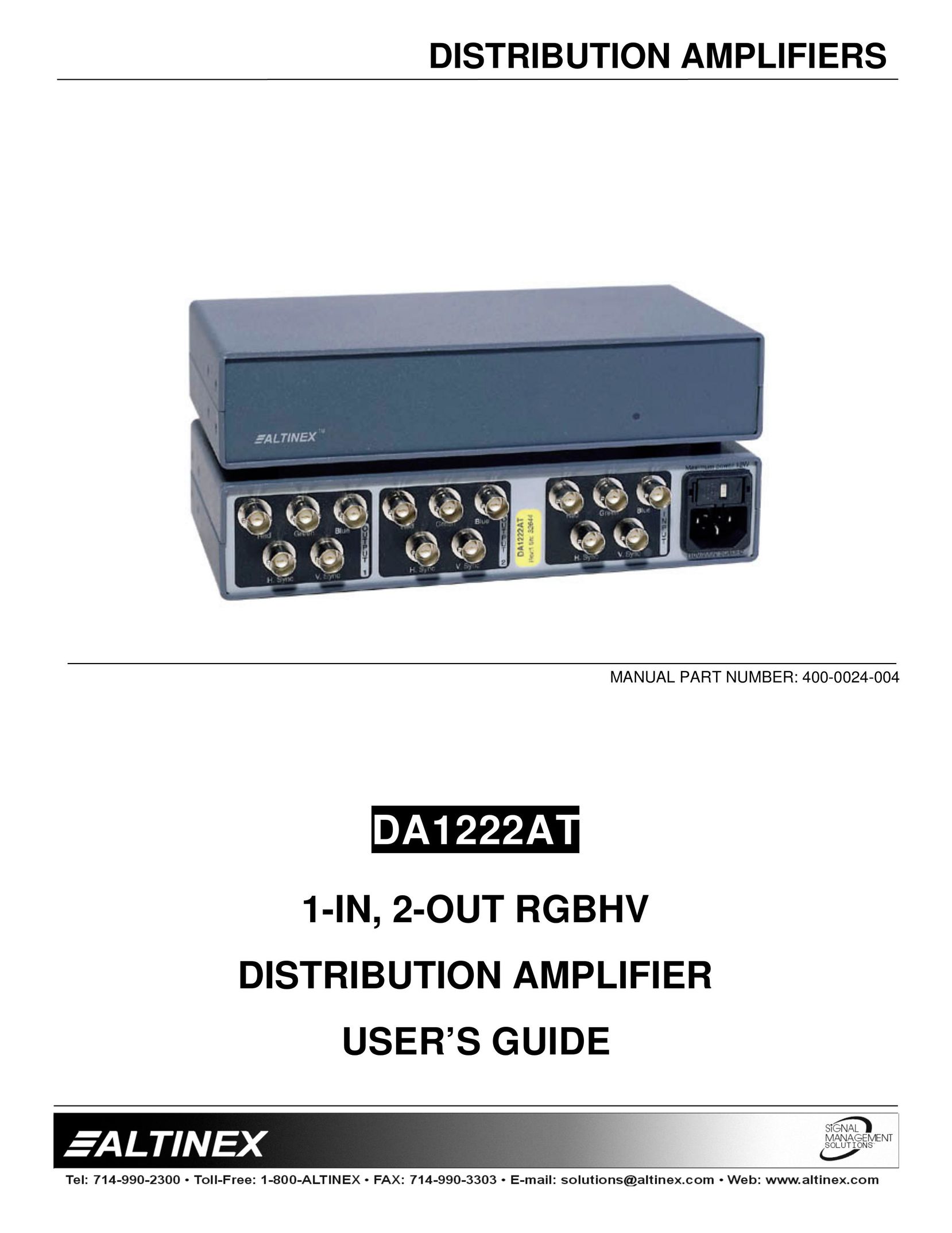 Altinex DA1222AT Stereo Amplifier User Manual