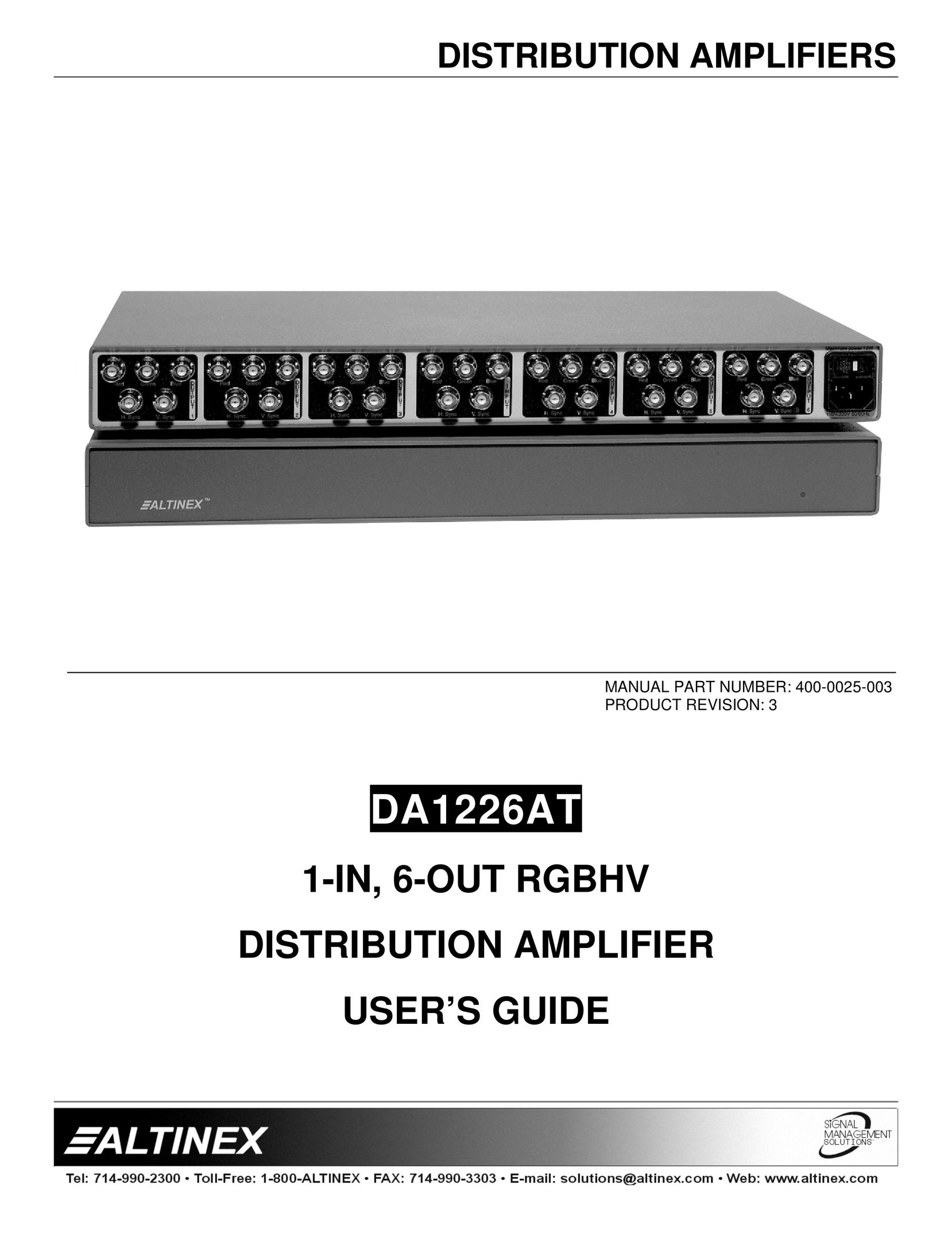 Altinex DA1226AT Stereo Amplifier User Manual