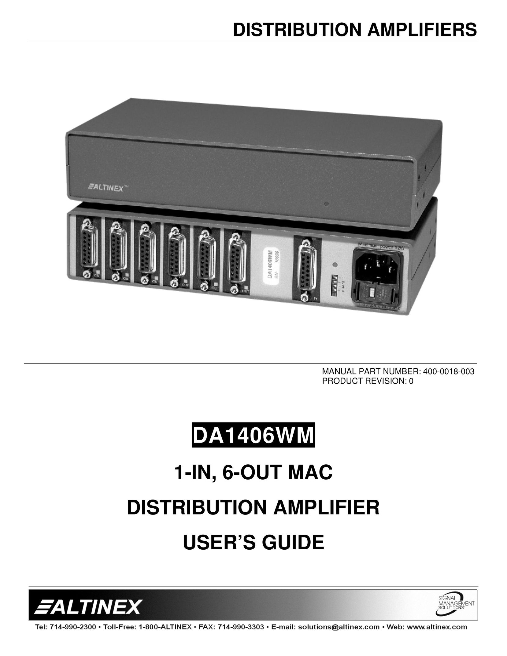 Altinex DA1406WM Stereo Amplifier User Manual