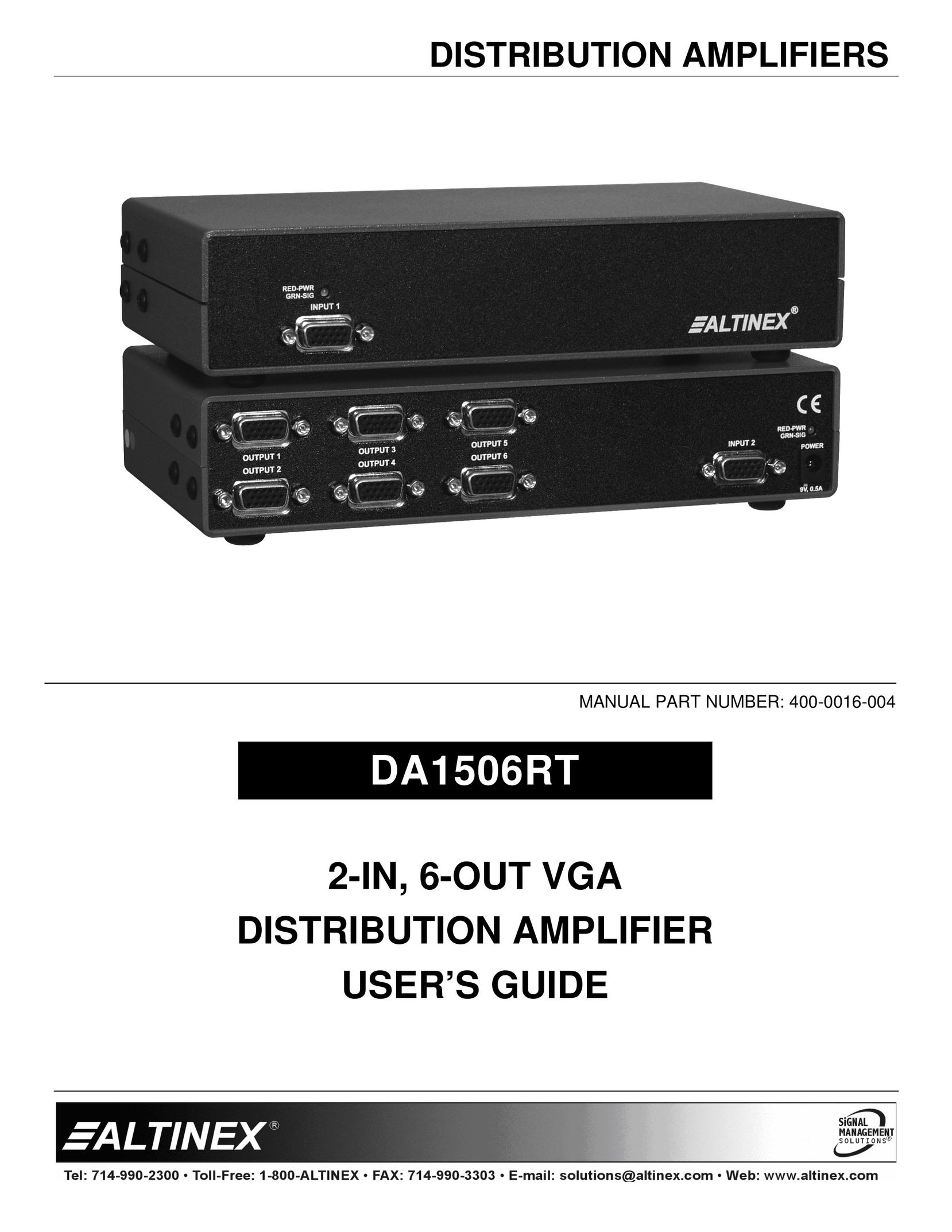 Altinex DA1506RT Stereo Amplifier User Manual