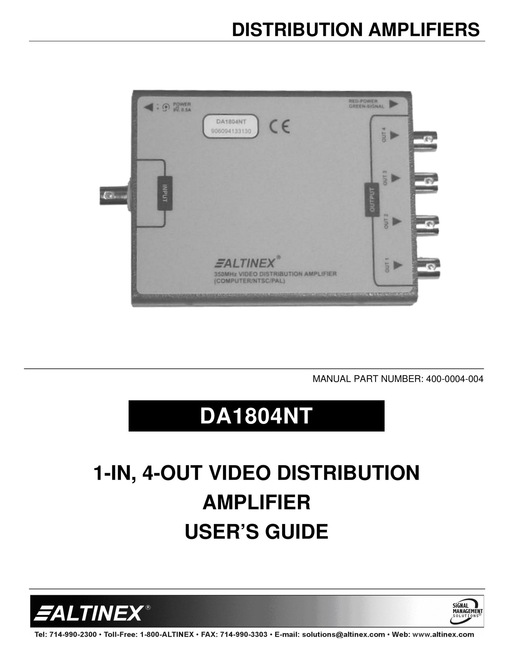 Altinex DA1804NT Stereo Amplifier User Manual