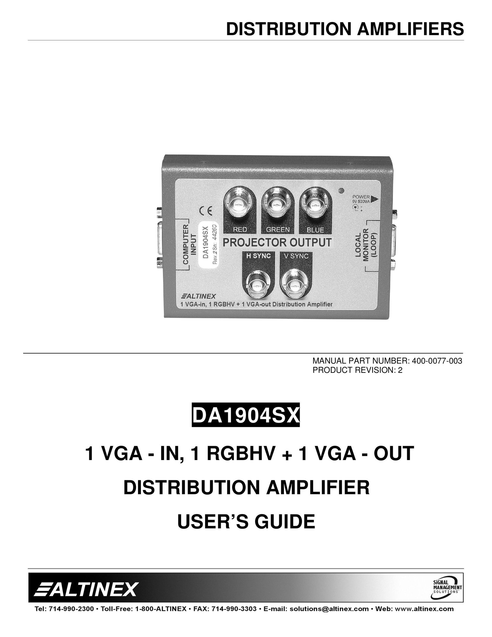 Altinex DA1904SX Stereo Amplifier User Manual