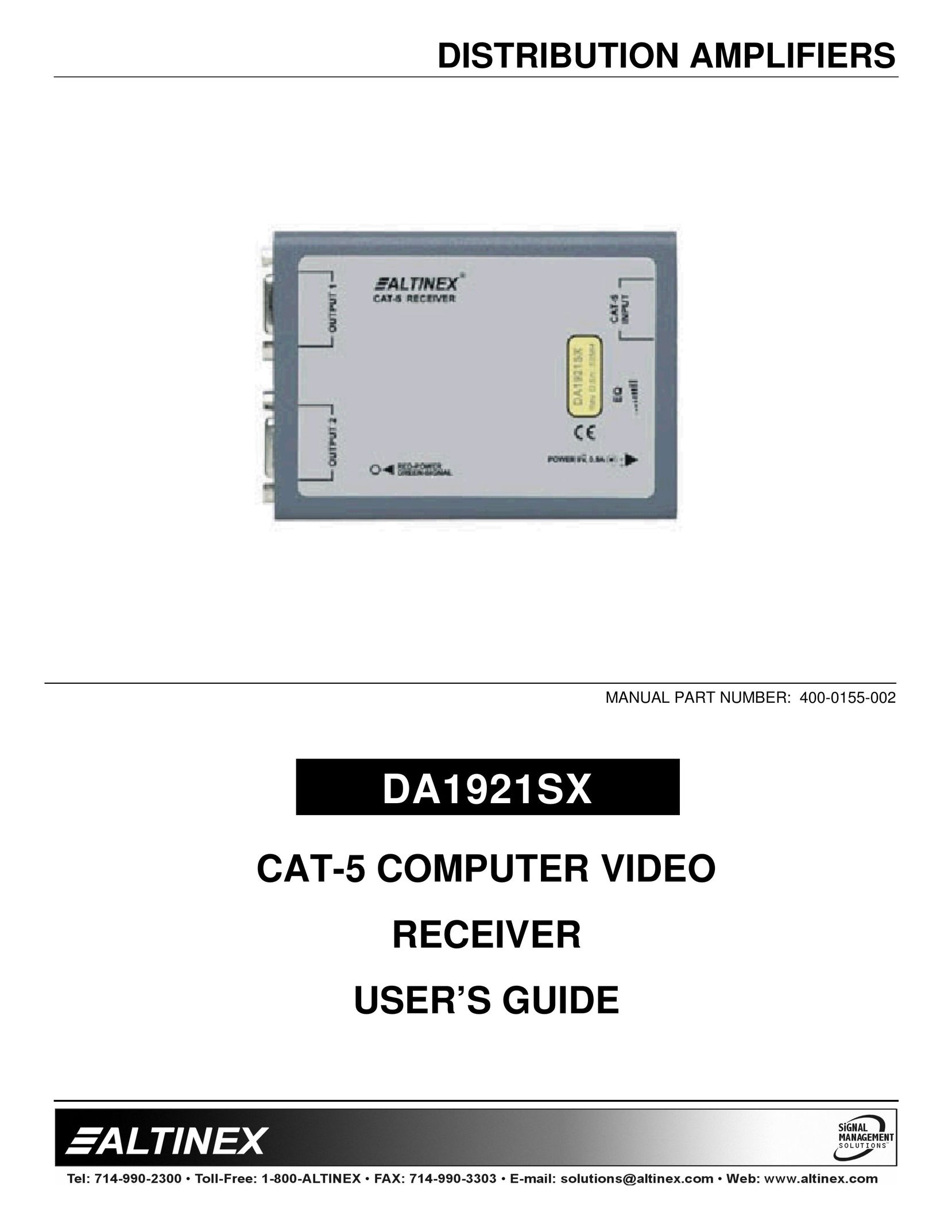 Altinex DA1921SX Stereo Amplifier User Manual