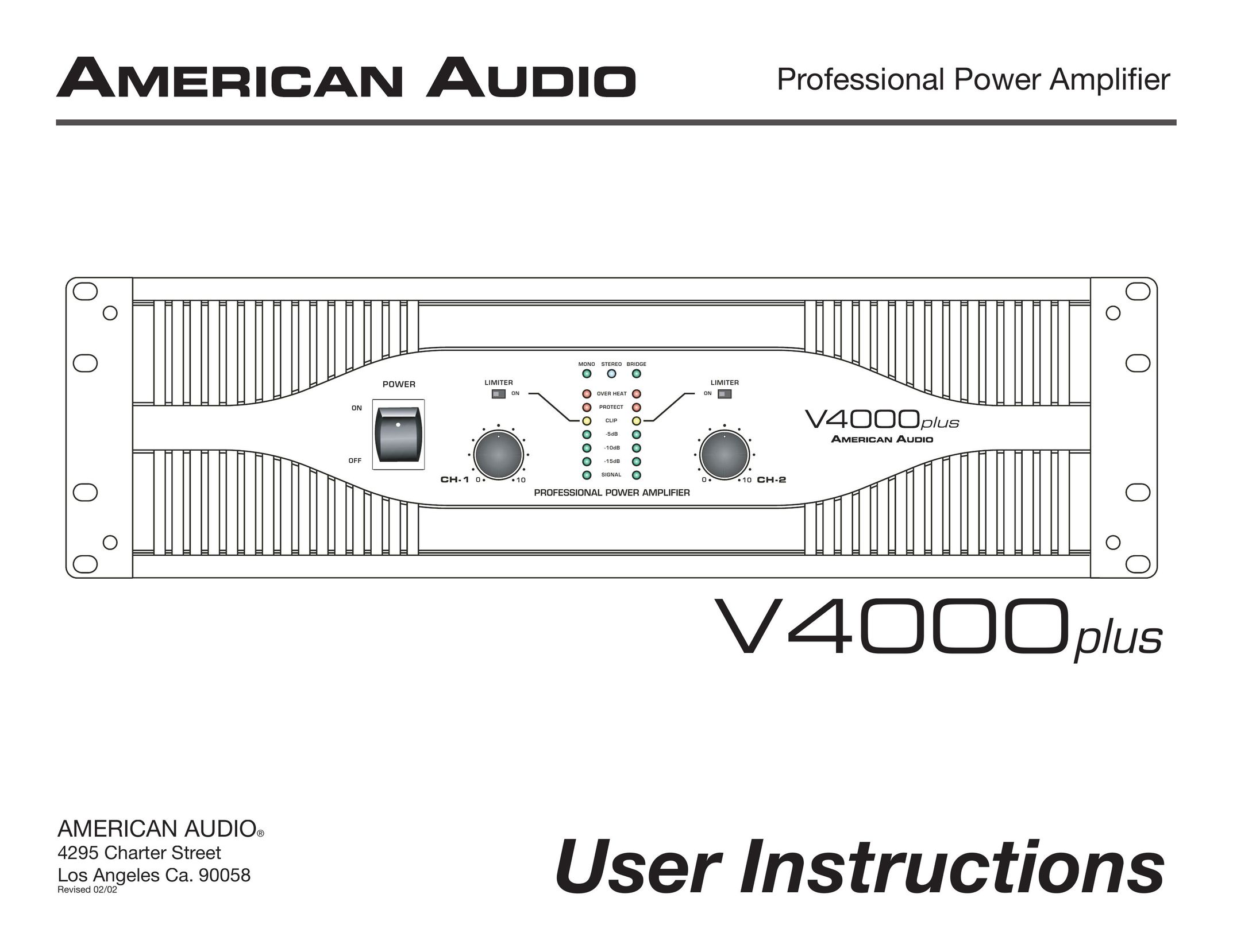 American Audio V4000 plus Stereo Amplifier User Manual