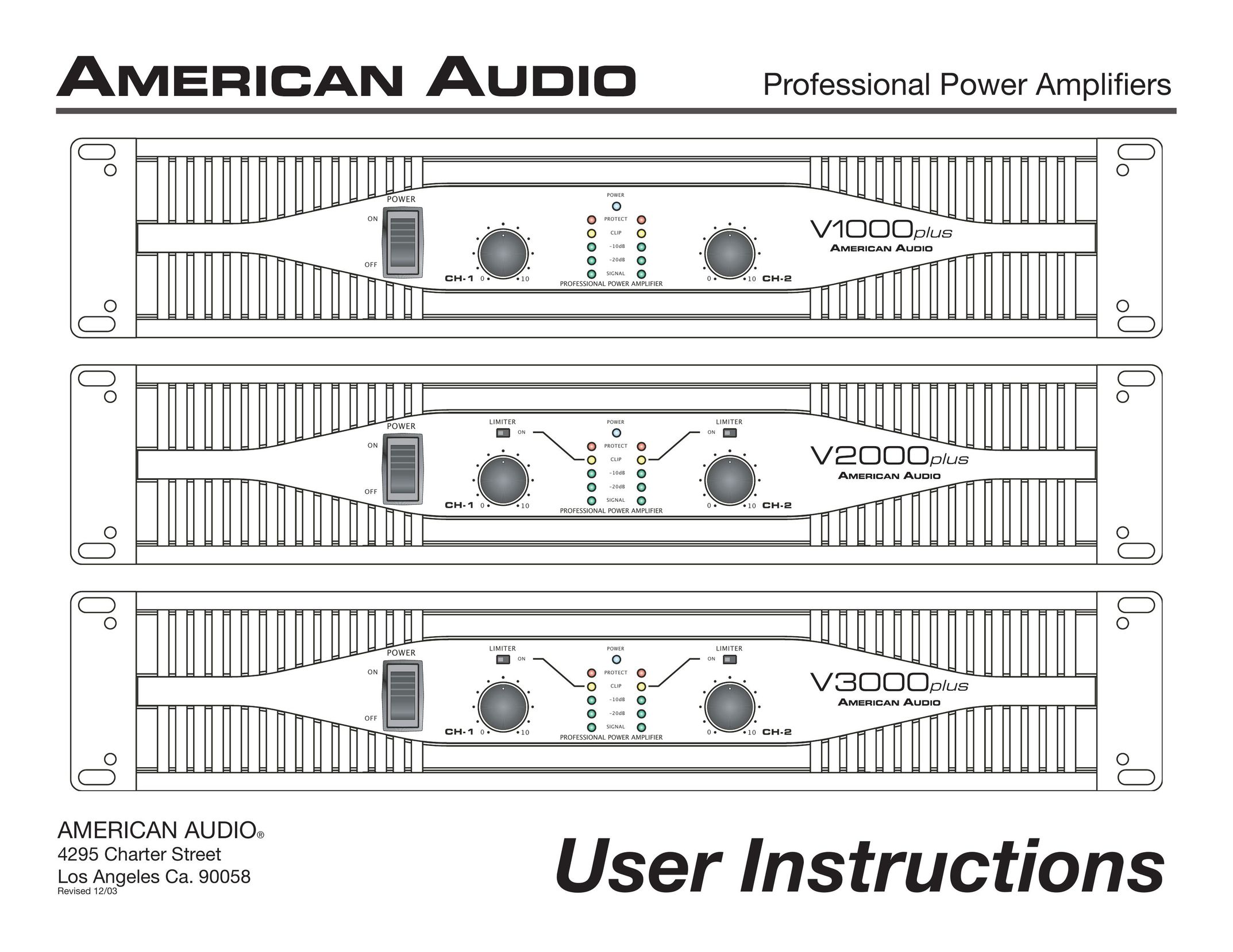 American Audio Vplus Series Stereo Amplifier User Manual