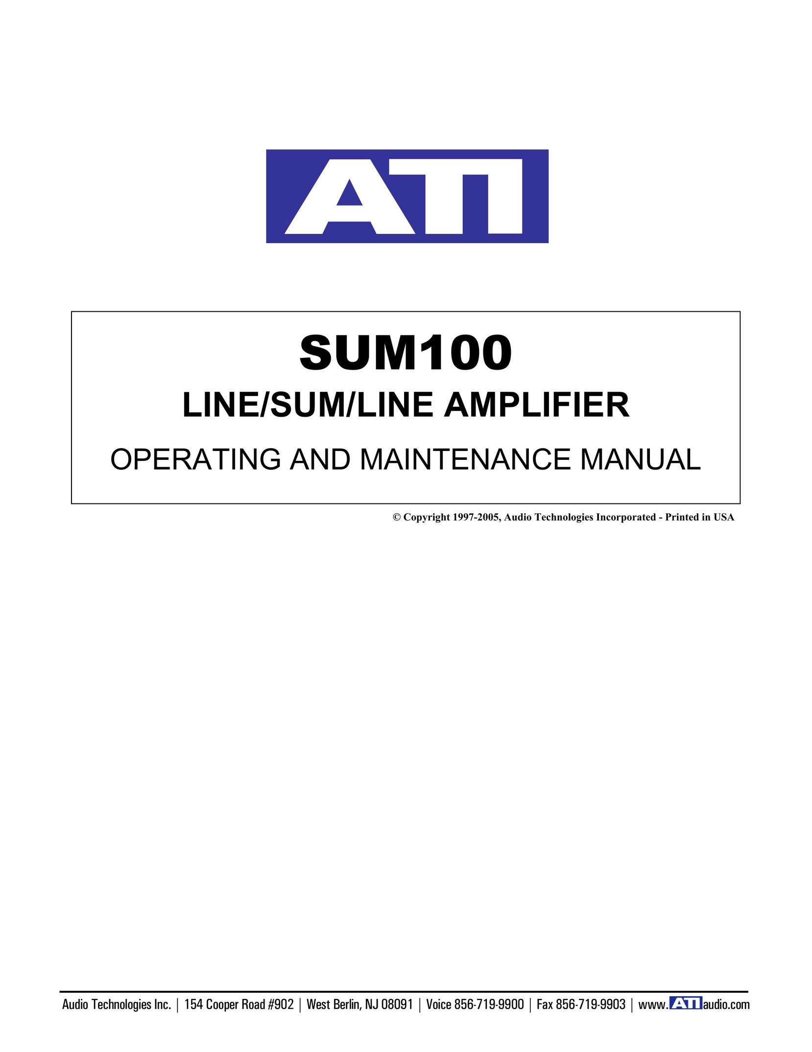 Amplifier Tech SUM100 Stereo Amplifier User Manual