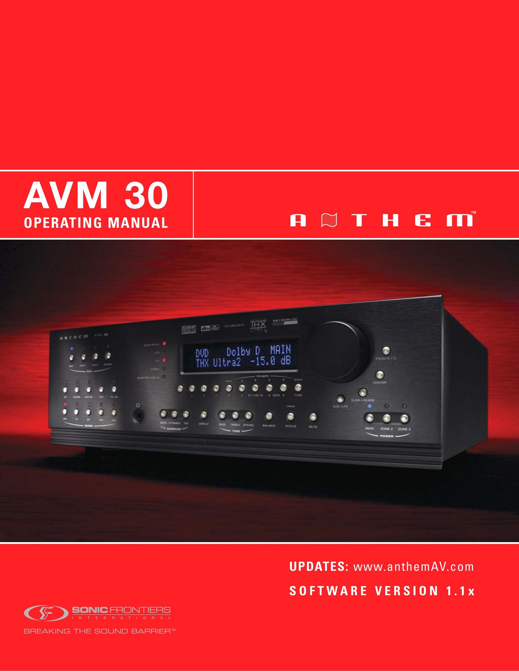 Anthem Audio AVM 30 Stereo Amplifier User Manual