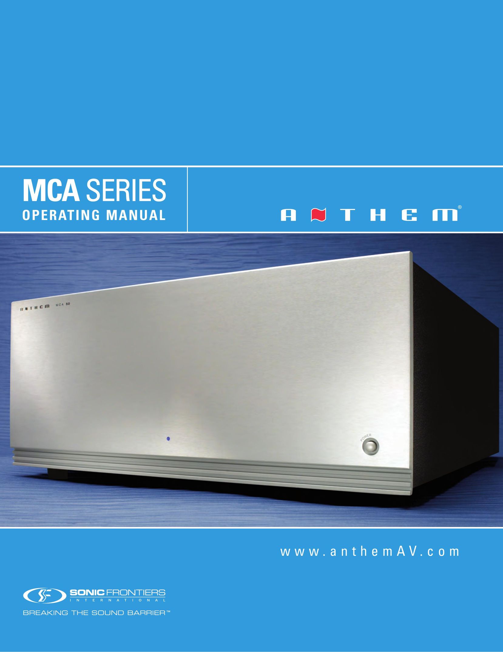 Anthem Audio MCA 30 Stereo Amplifier User Manual