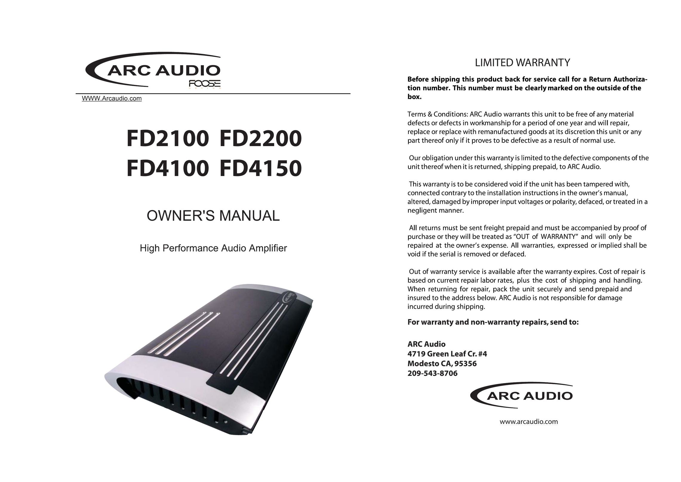 ARC Audio FD2100 Stereo Amplifier User Manual