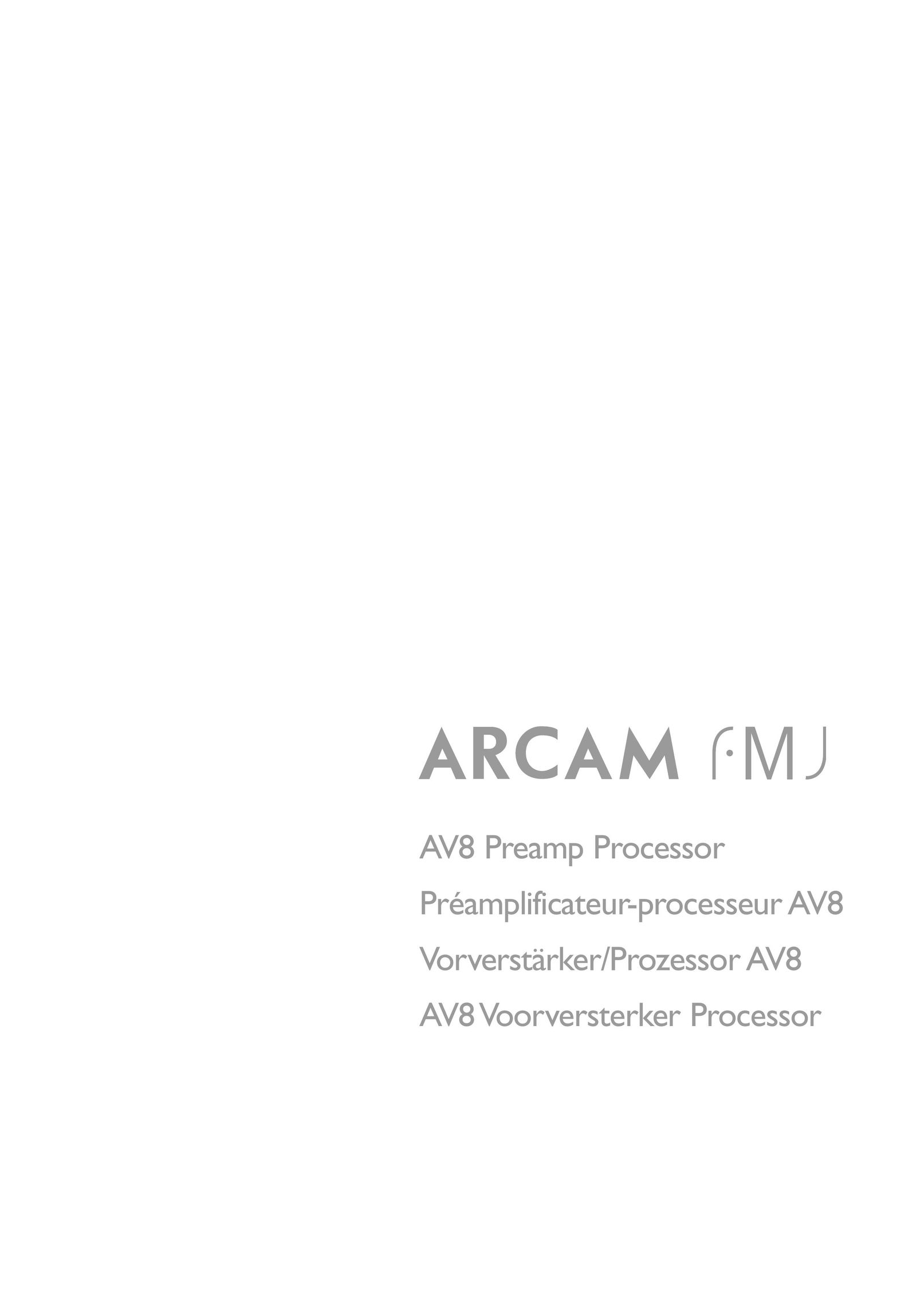 Arcam AV8 Stereo Amplifier User Manual