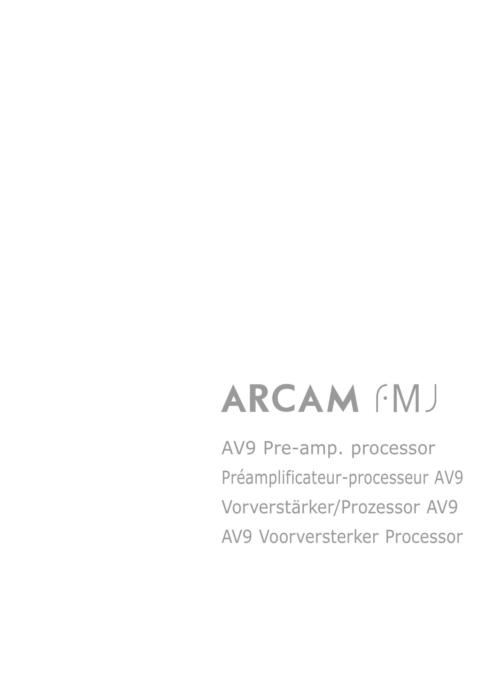 Arcam AV9 Stereo Amplifier User Manual