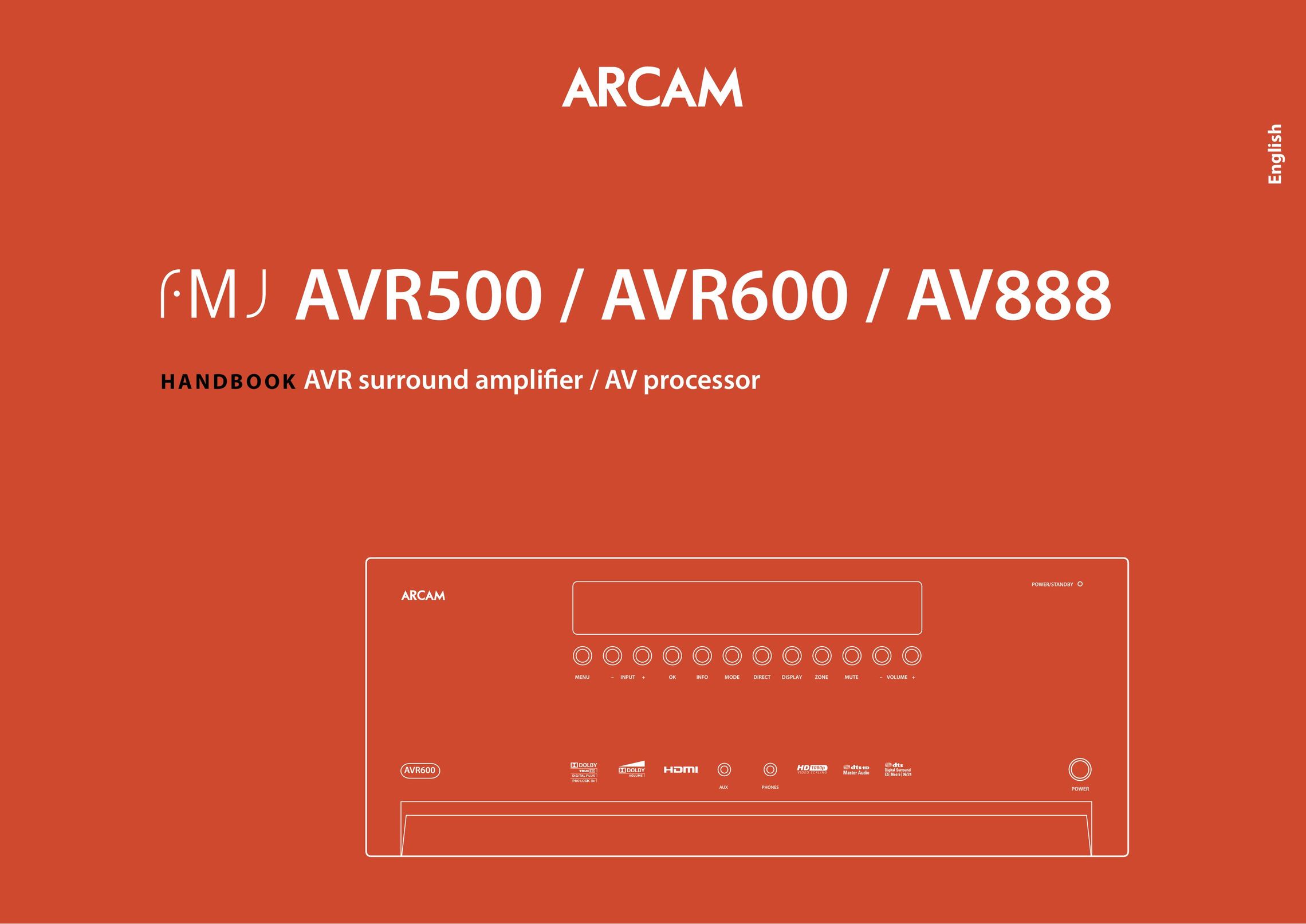 Arcam AVR500	/	AVR600	/	AV888 Stereo Amplifier User Manual