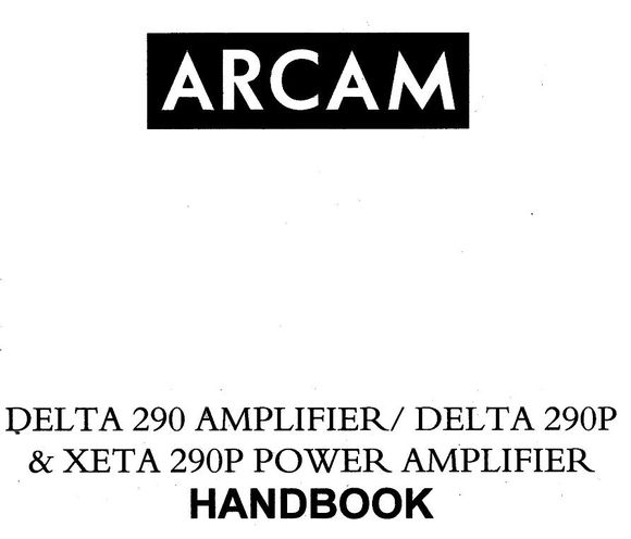 Arcam Delta 290 Stereo Amplifier User Manual