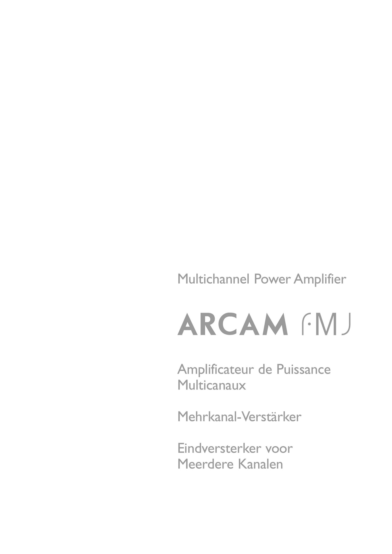 Arcam Multichannel Power Amplifier Stereo Amplifier User Manual