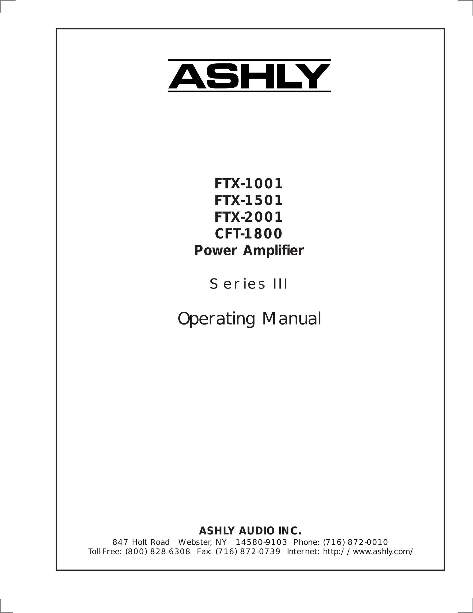 Ashly FTX-2001 Stereo Amplifier User Manual