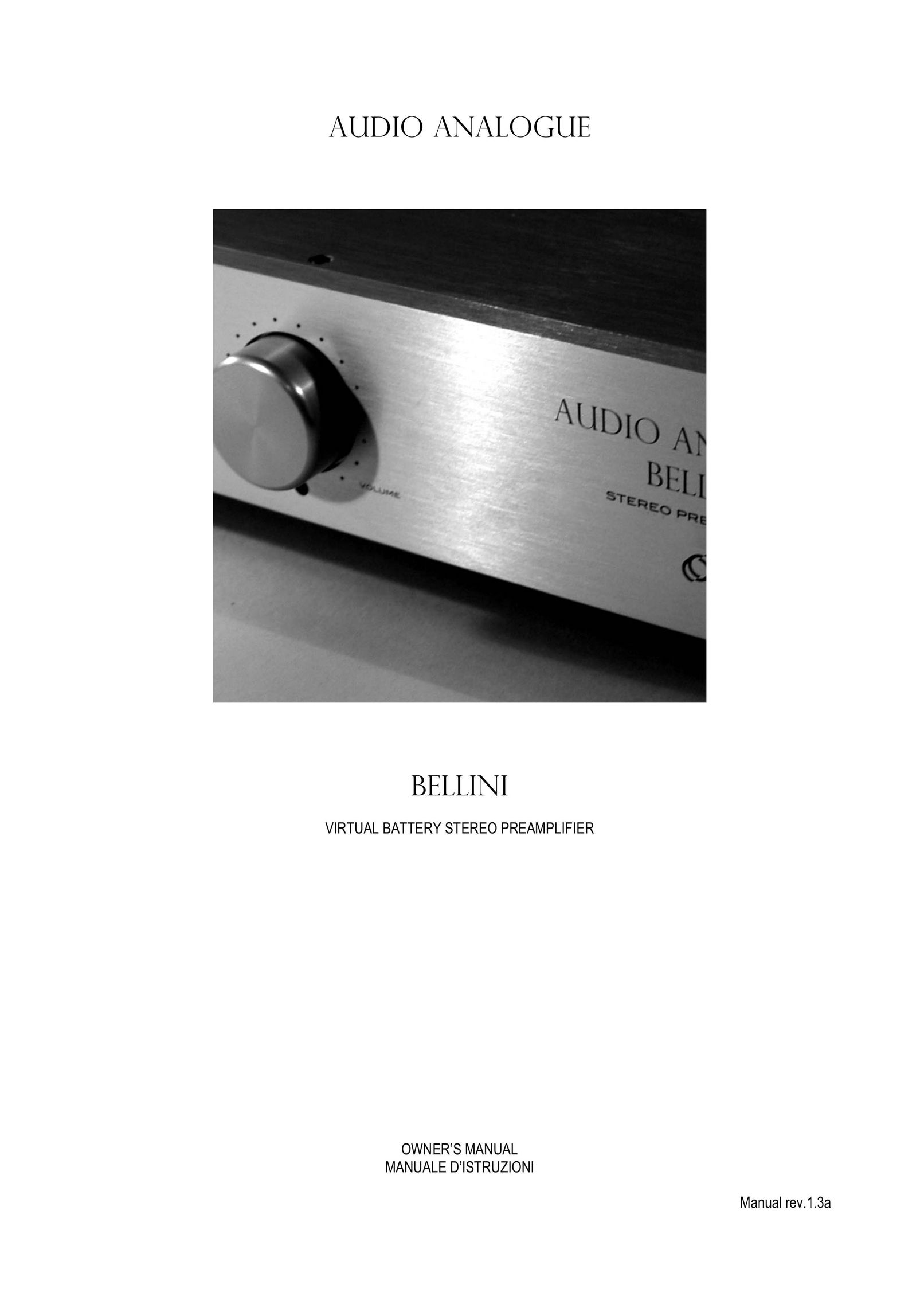 Audio Analogue SRL BELLINI Stereo Amplifier User Manual