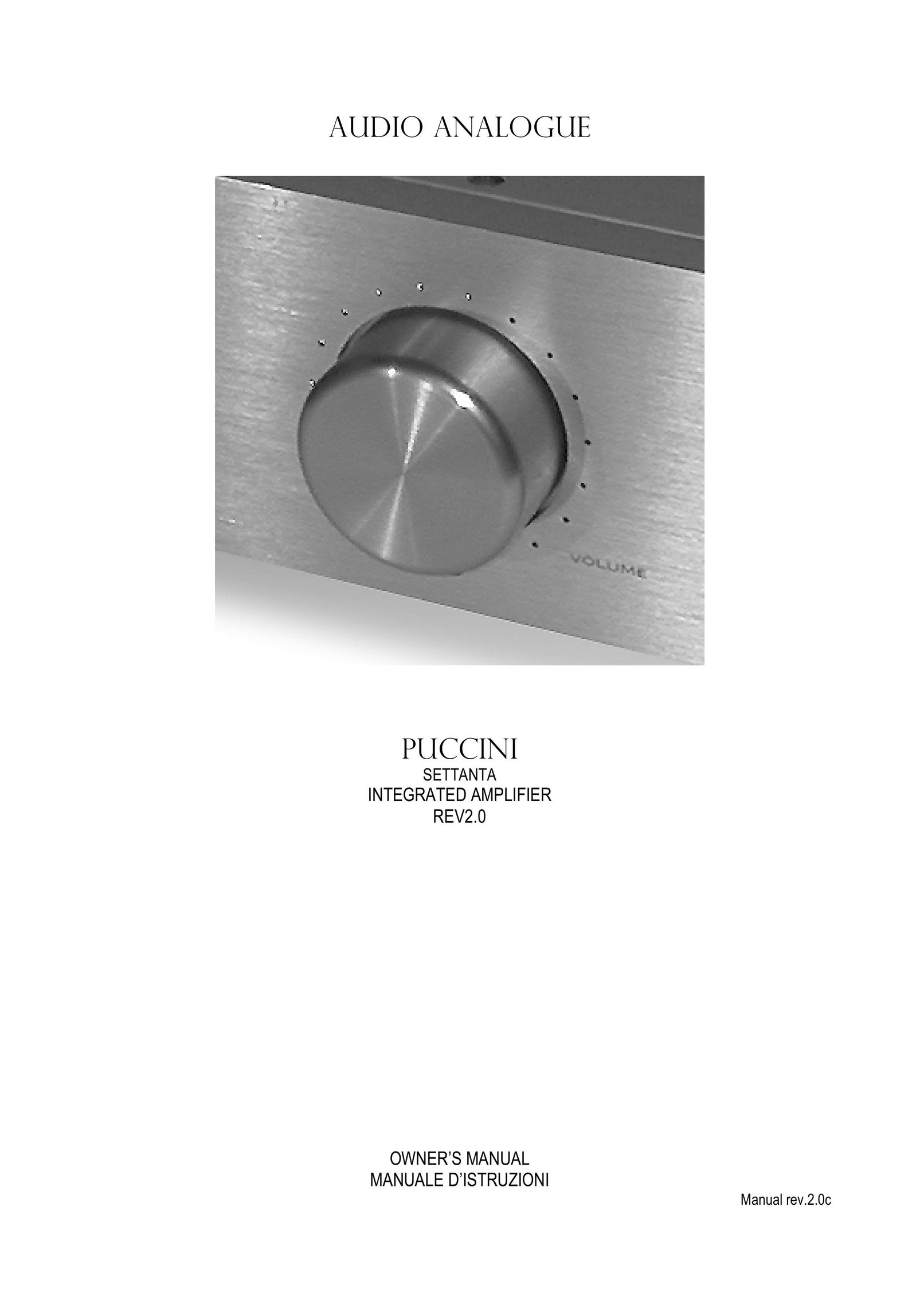 Audio Analogue SRL Puccini Settanta Stereo Amplifier User Manual
