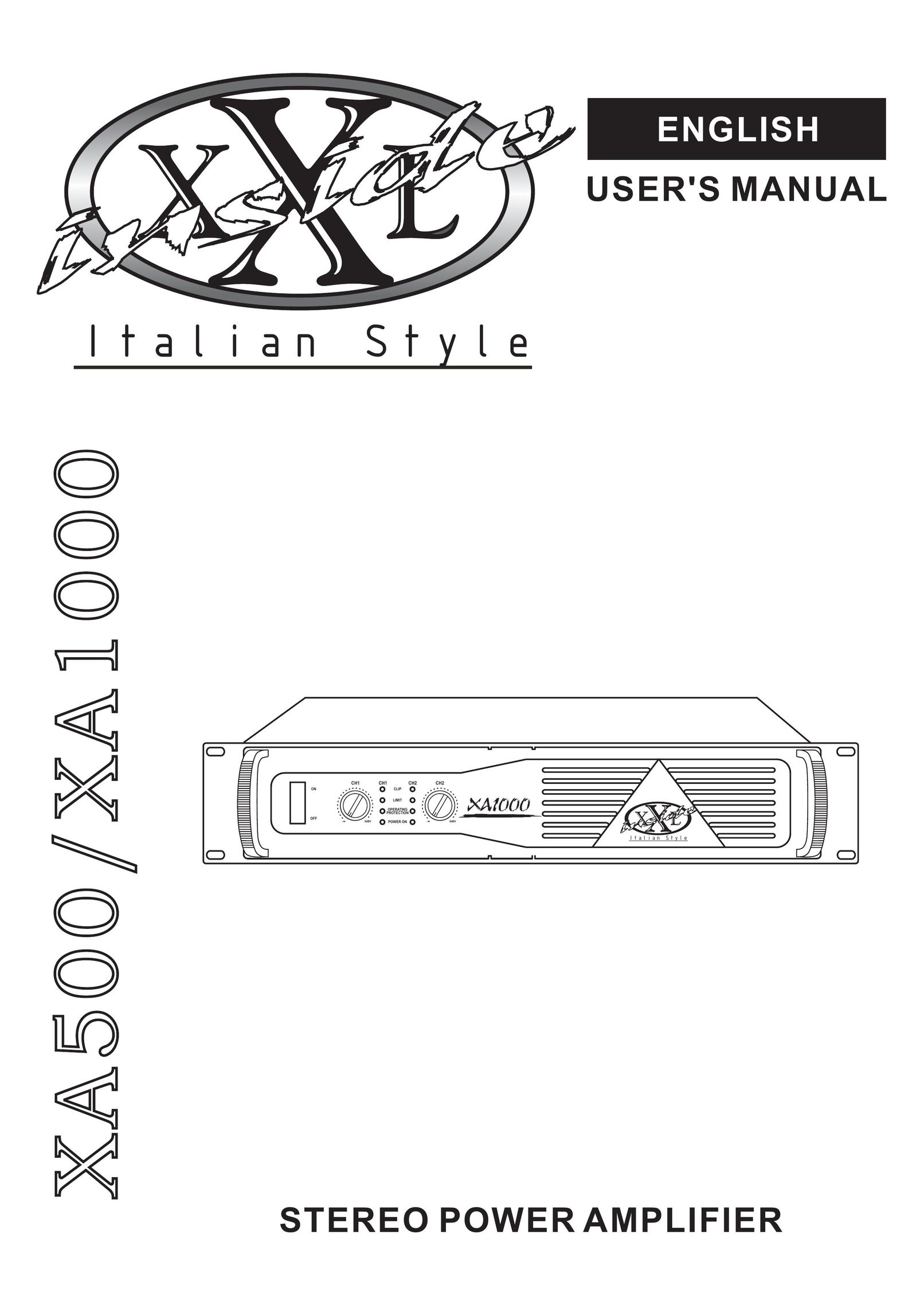 Audio Analogue SRL XA1000 Stereo Amplifier User Manual
