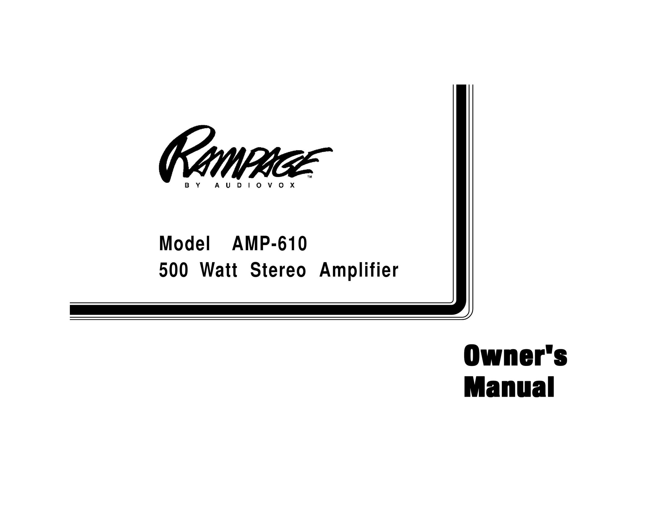 Audiovox AMP-610 Stereo Amplifier User Manual
