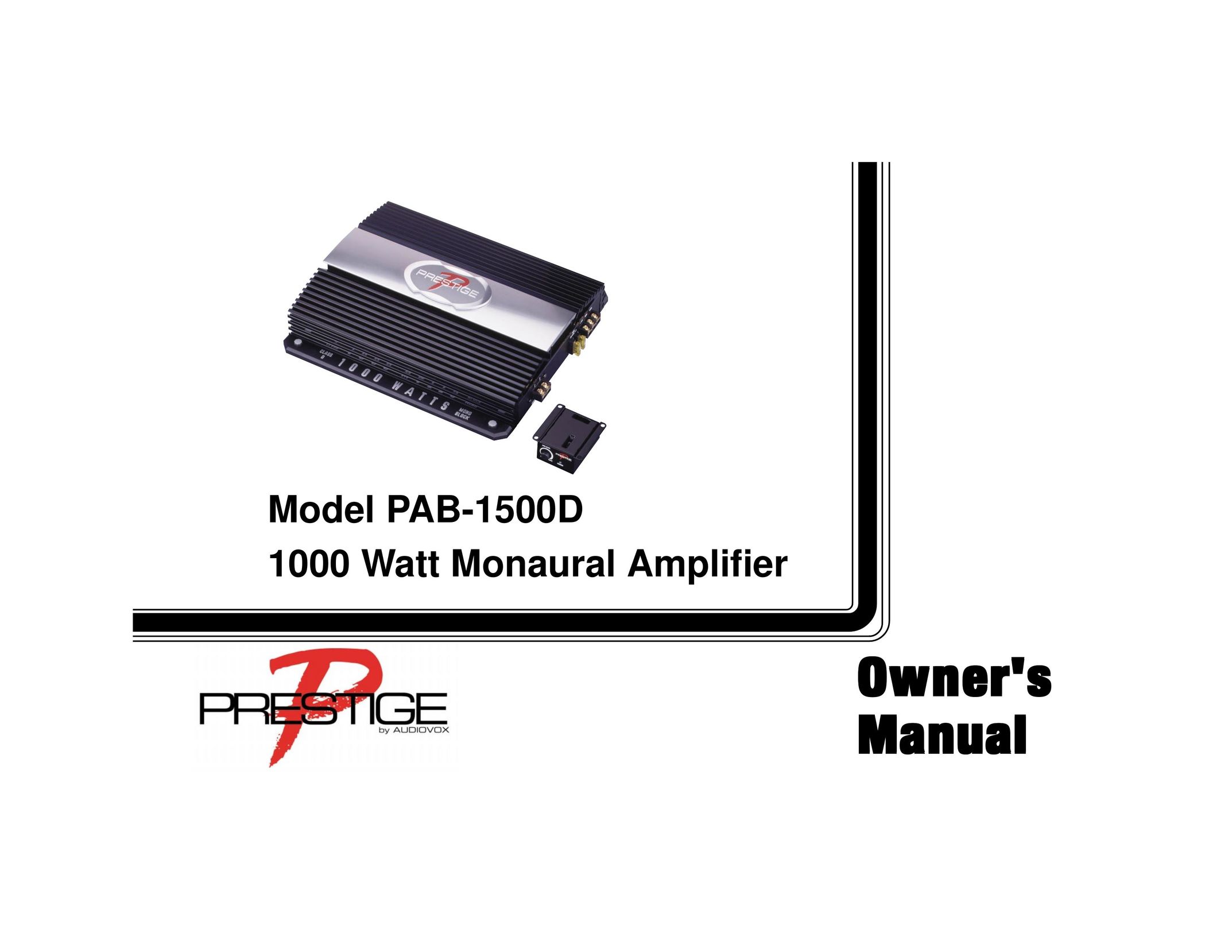 Audiovox PAB-1500D Stereo Amplifier User Manual