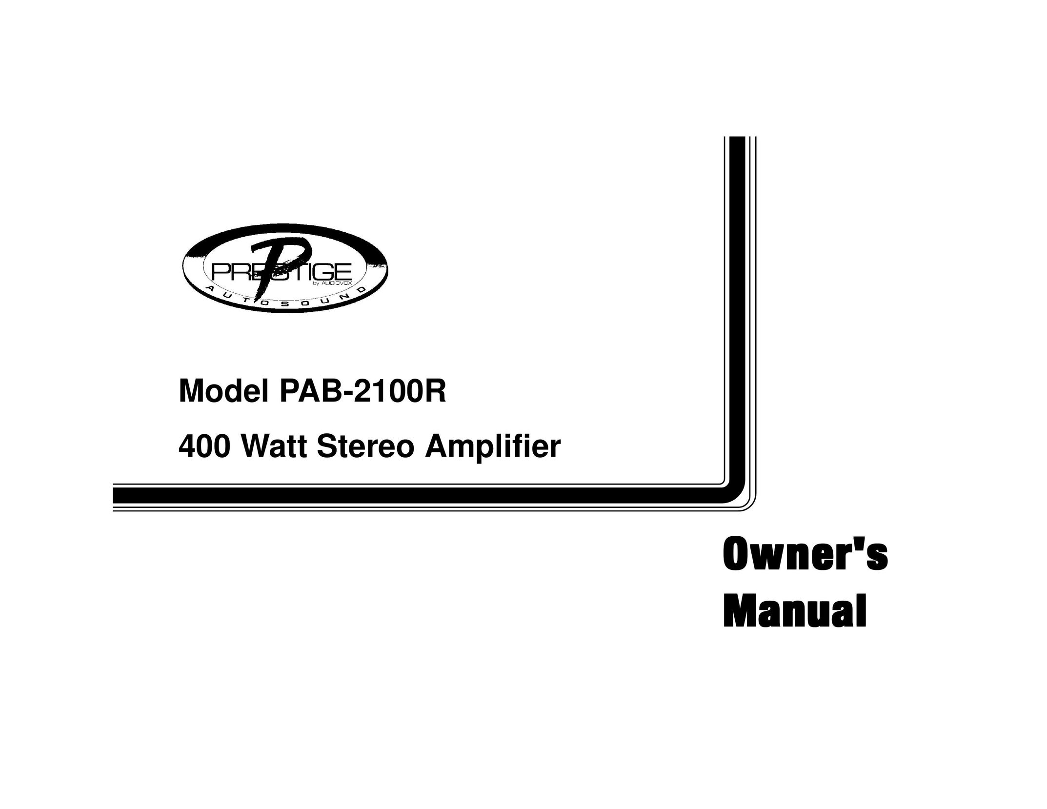 Audiovox PAB-2100R Stereo Amplifier User Manual