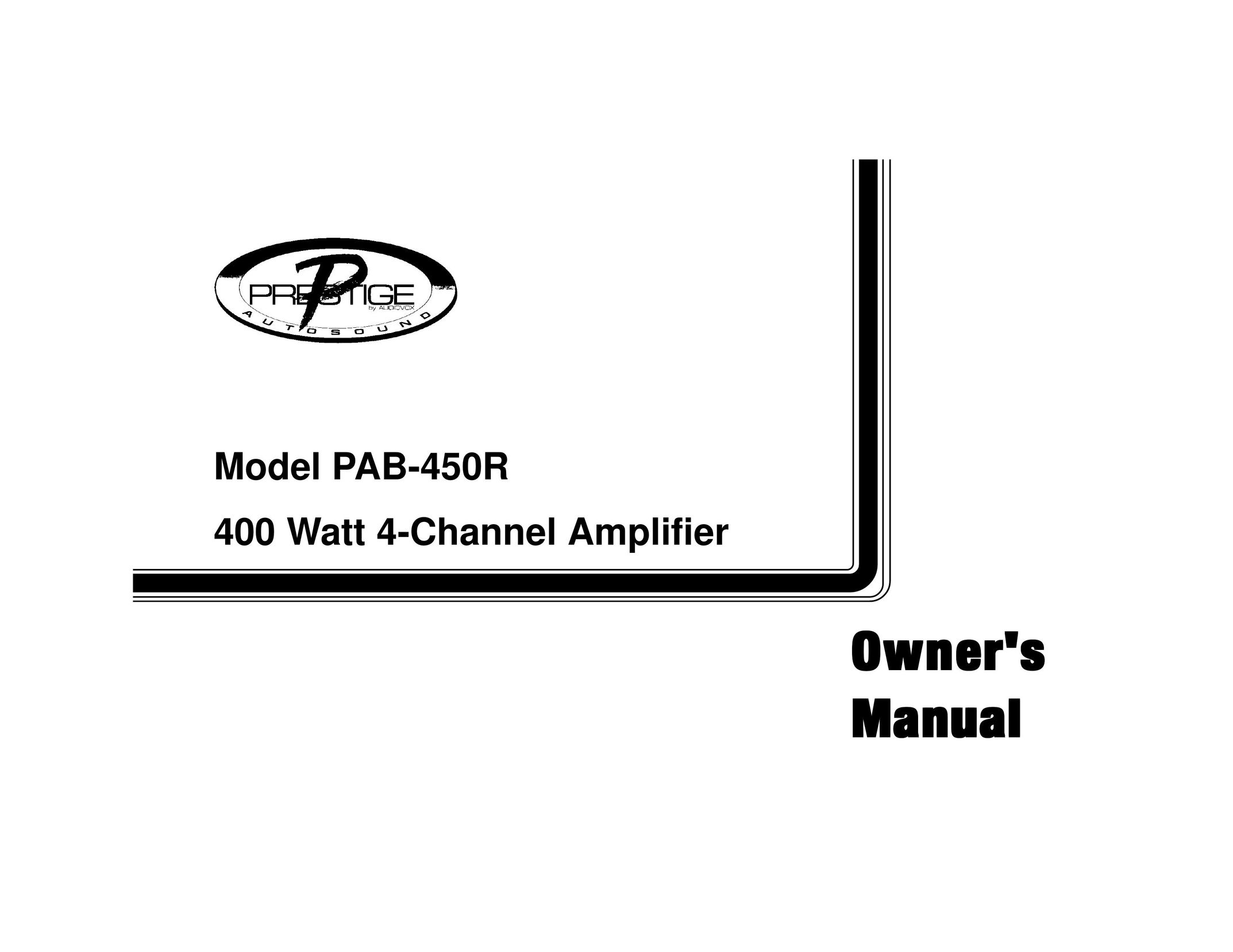 Audiovox PAB-450R Stereo Amplifier User Manual