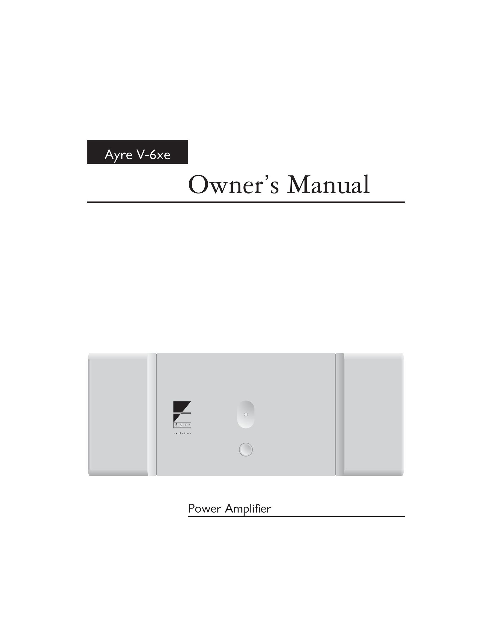 Ayre Acoustics Power Amplifier Stereo Amplifier User Manual