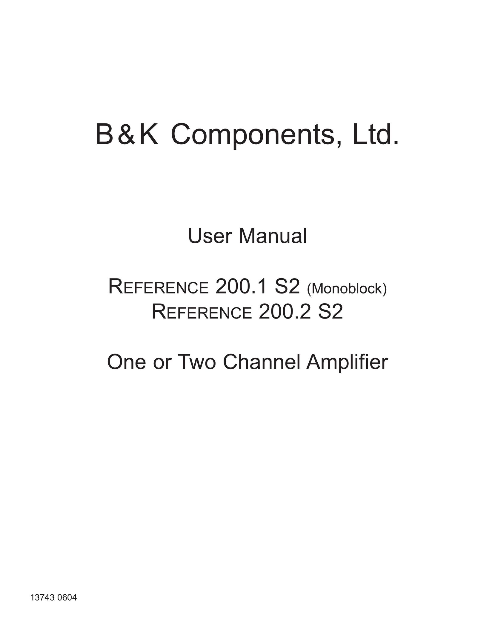 B&K 200.2 S2 Stereo Amplifier User Manual