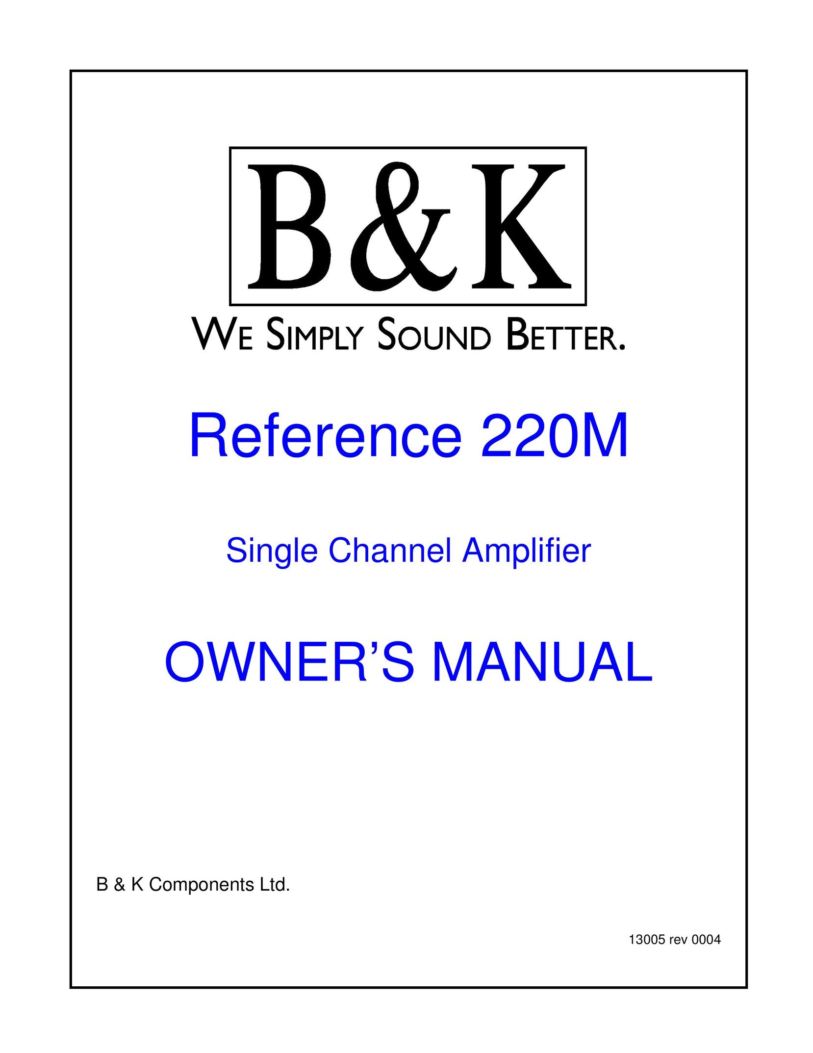 B&K 220M Stereo Amplifier User Manual