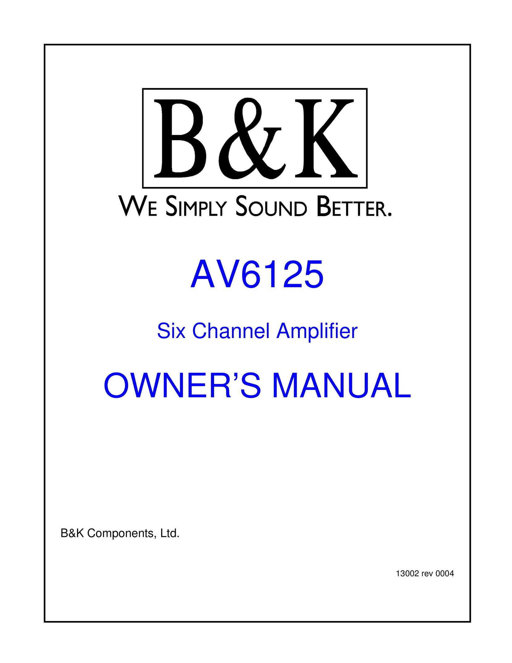 B&K AV6125 Stereo Amplifier User Manual