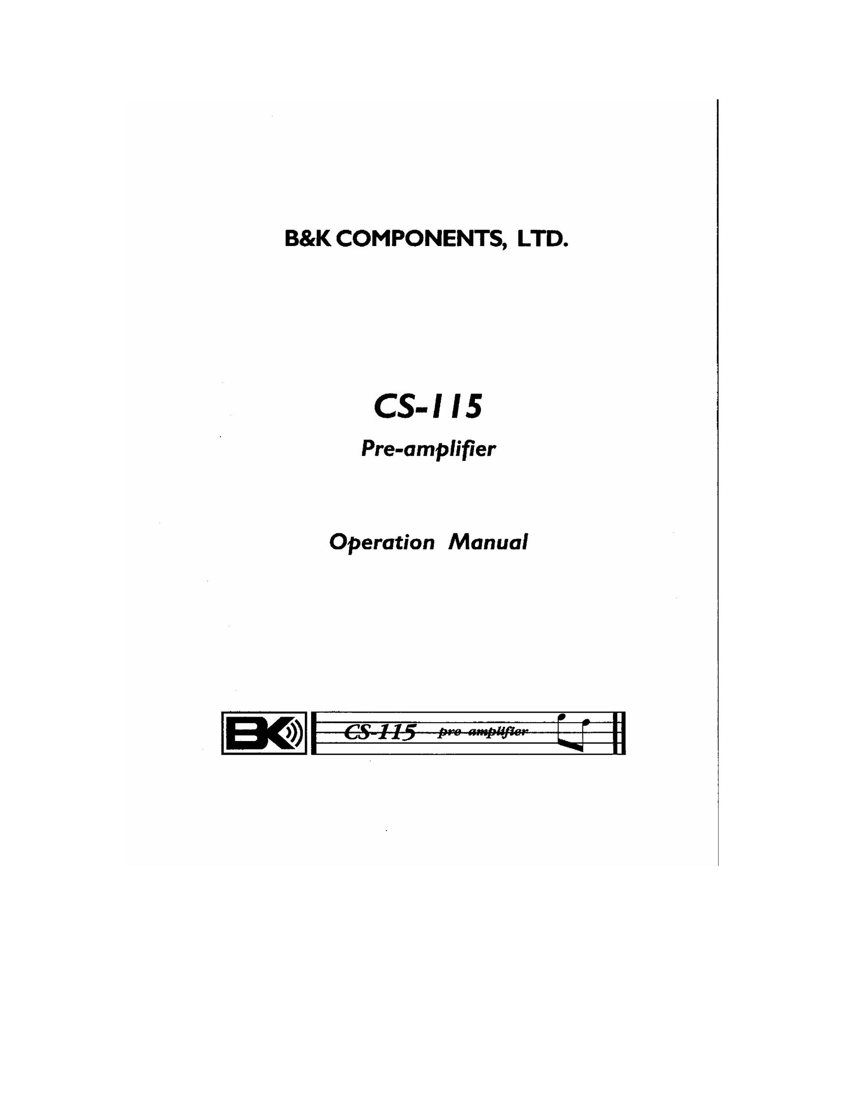 B&K CS-115 Stereo Amplifier User Manual